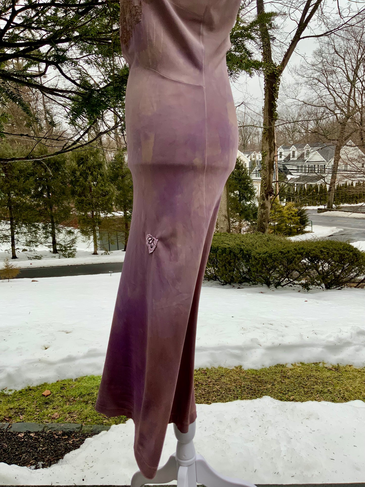 1990s Hand-Dyed Lilac Stretch Slip Dress • Lace Bust Vintage Boudoir Dress-90F