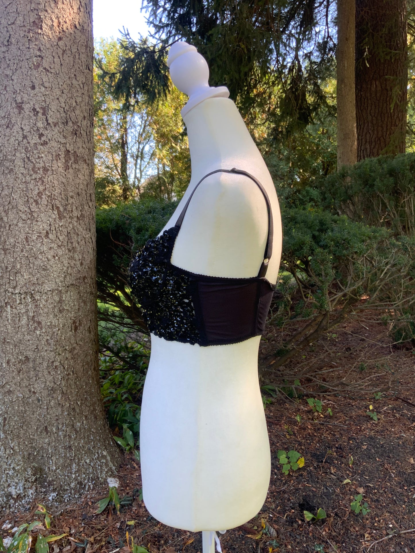 Rick Beach for Patti Capelli Black Sequined Bra Top - Late 70s/Early 80s - 80F