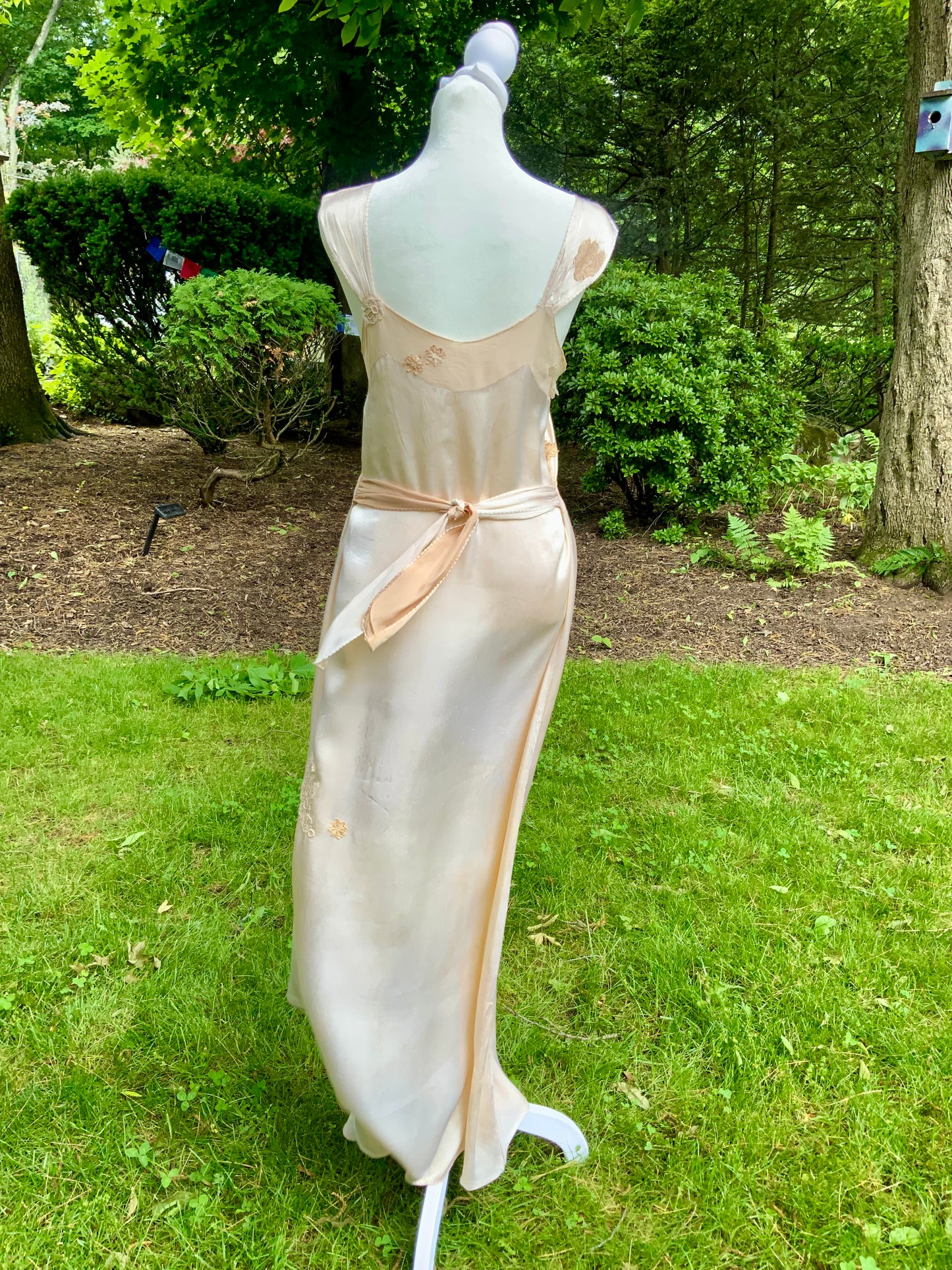 1930s Silk Chiffon Hostess Gown | Blush Pink Boudoir Dress | Restored Antique Lingerie.Tea Dyed-30D