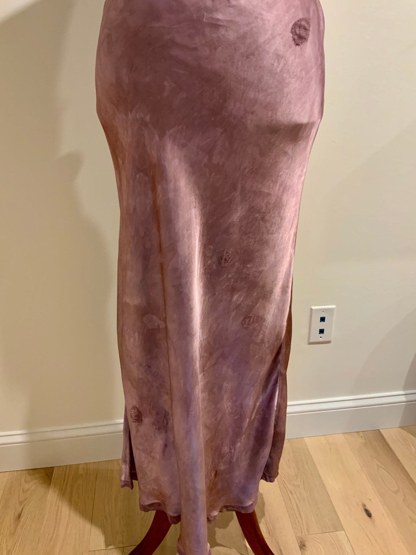 1930s Hand Dyed Mauve Bias Cut Evening Dress. Restyled Vintage Satin Gown.Embroidered Tulle.Lulu Boop Vintage-30CW