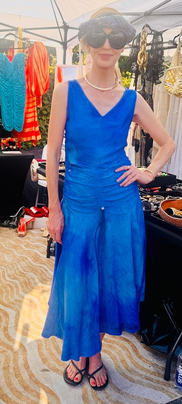 Hand dyed Blue Dress - 60s - 60F