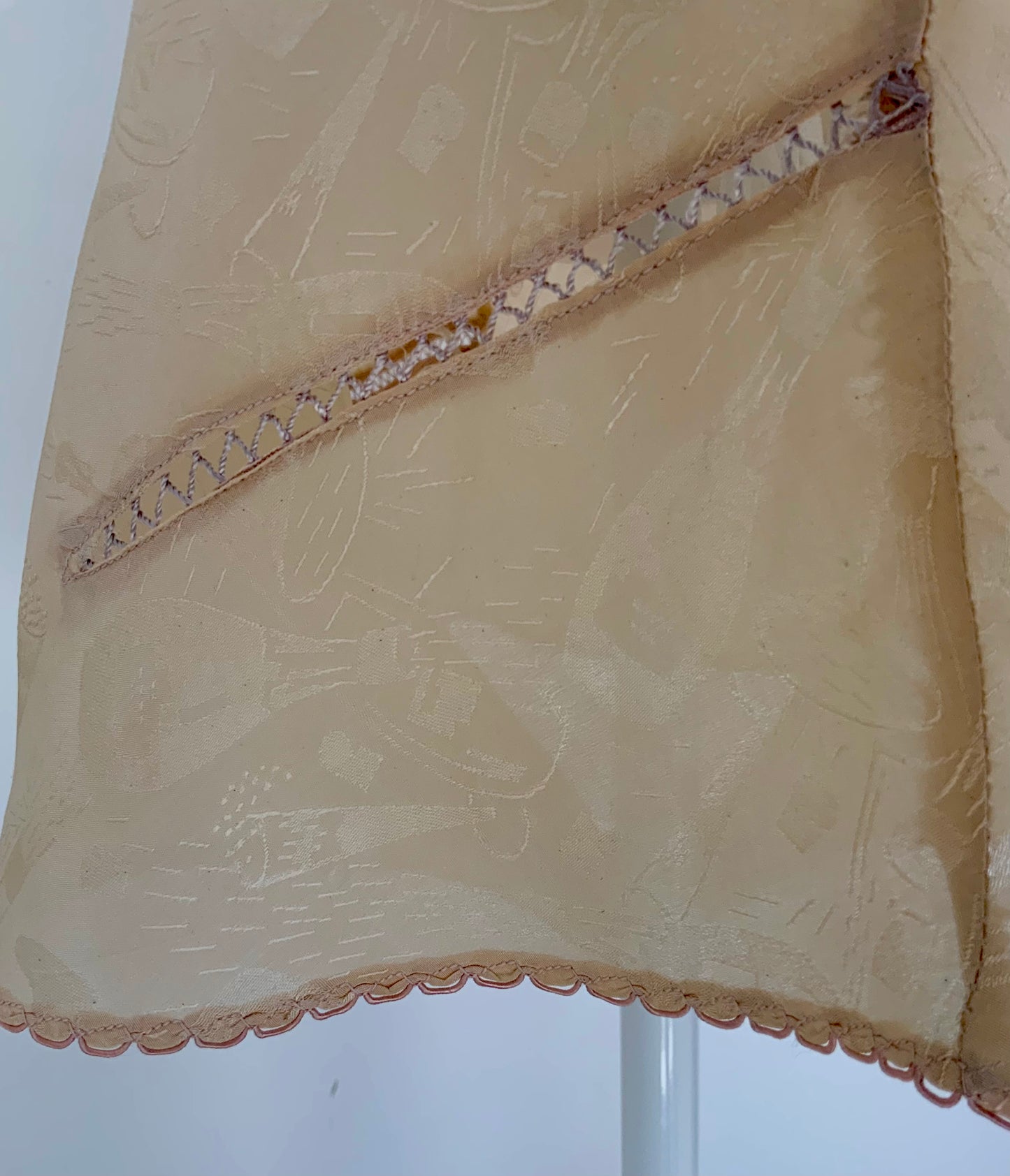 1950s Champagne Novelty Jacquard Tap Pants | Silk Blend Cocktail Motif Boudoir Shorts-50BE