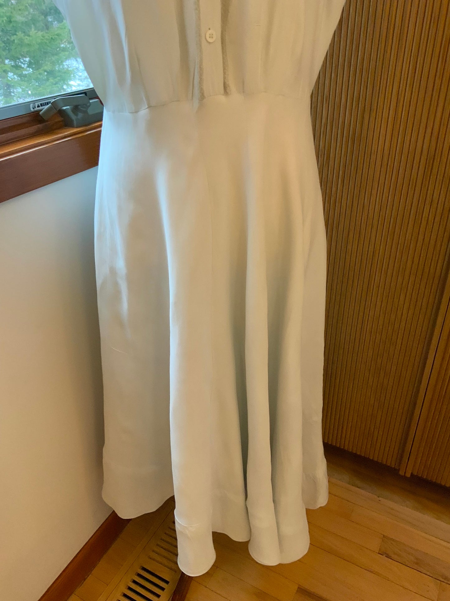 Authentic 1930s 1940s Ivory Silk Chiffon Day Dress Pintuck Lace Vintage Bridal Dress- 40R