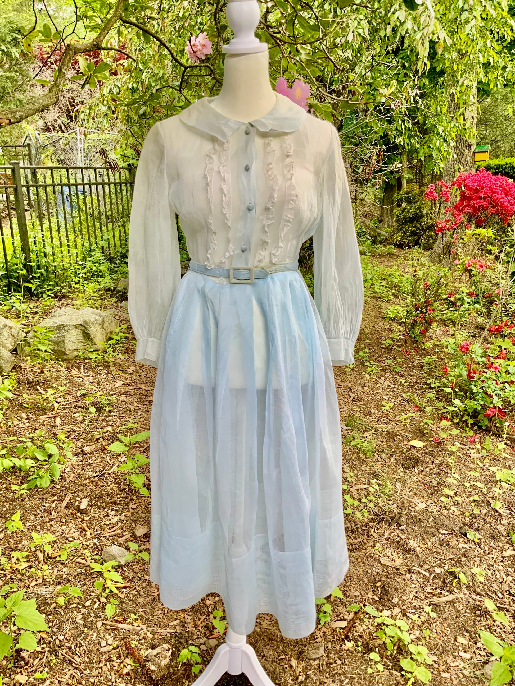 blue organdy dress Azure ombr liquid organza fitted draped dress with full skirt. , Discover the full collection on GEORGESCHAKRA.COM, #ChakraSS25 #GeorgesChakra #ChakraCouture