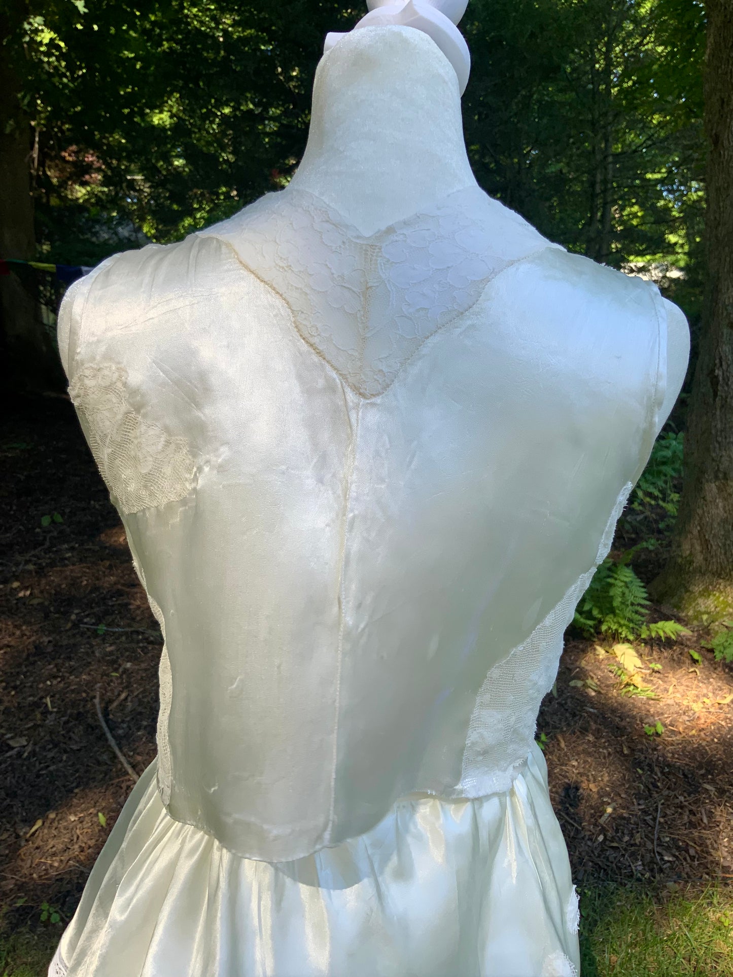 One-of-a-Kind Reconstructed 1940s Silk Set | Vintage Lace Top & Skirt-40CF