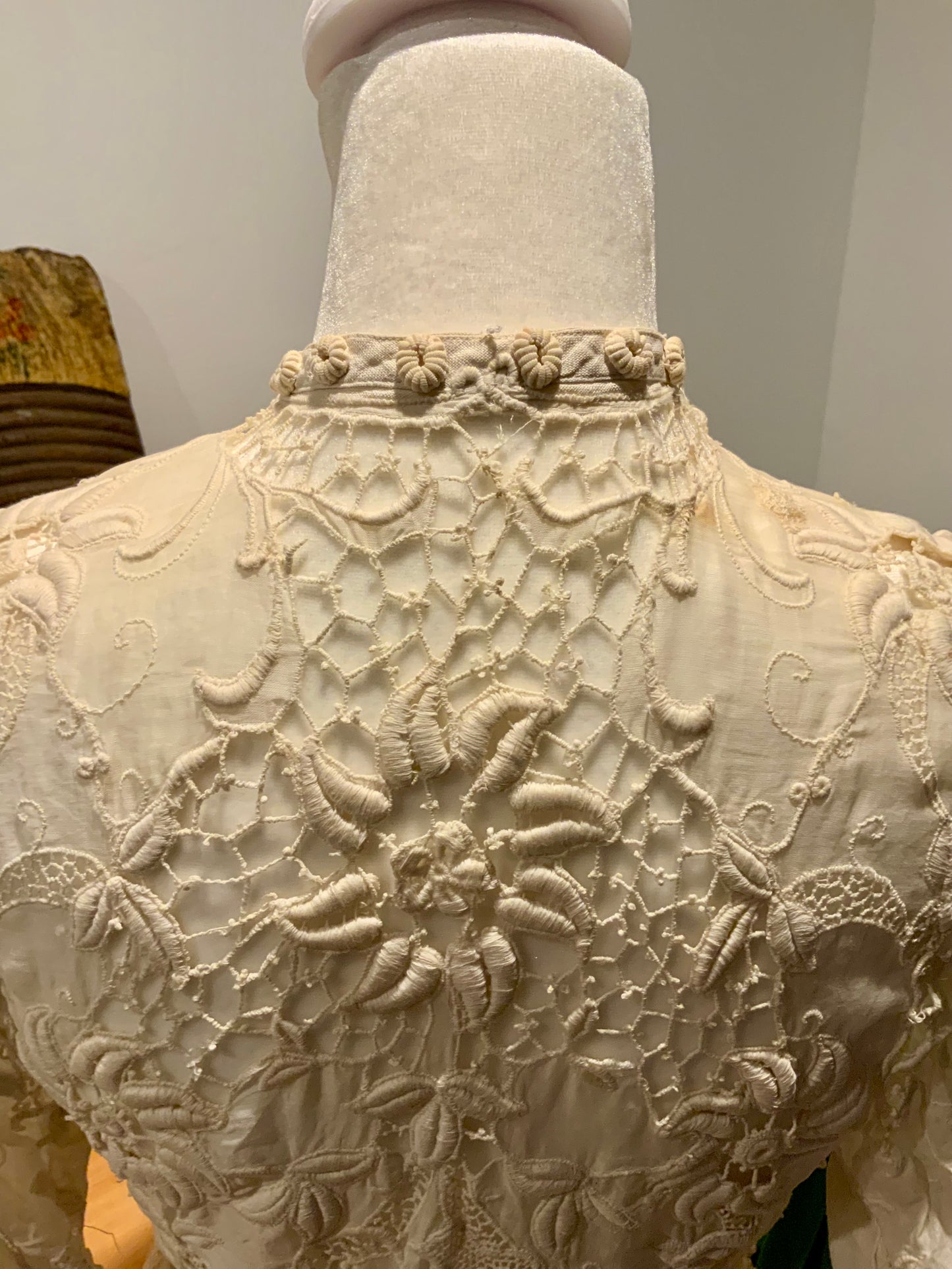 Edwardian Irish Lace & Embroidered Cotton Jacket – 1900s - ED26