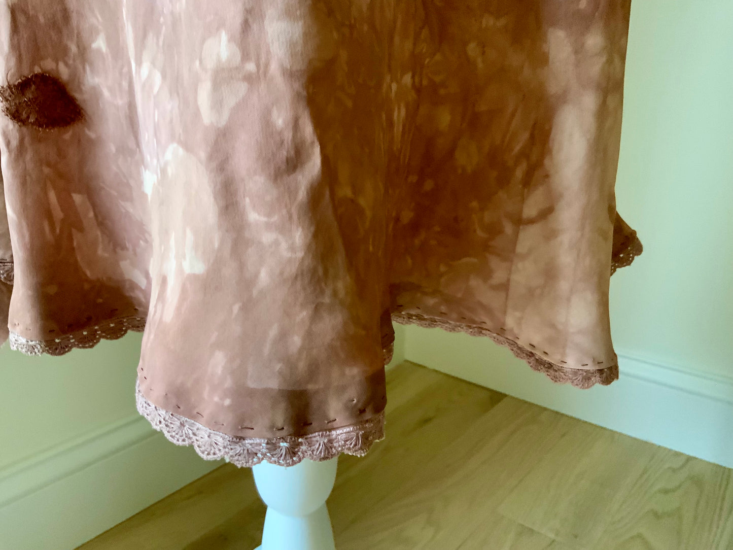 1930s Hand Dyed Silk Dress | Artistically Restored Vintage Lace Appliqué Dress-30DE