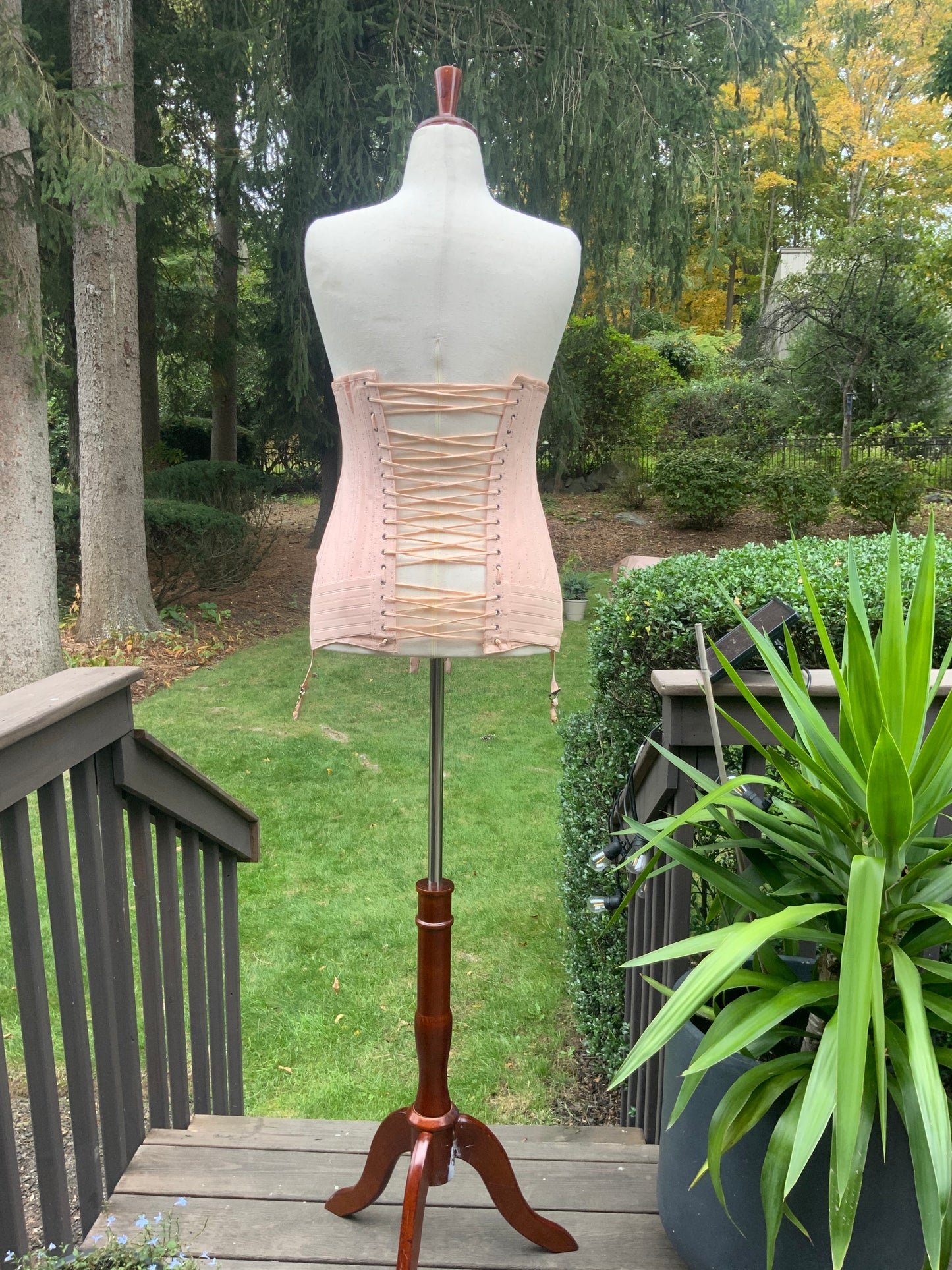 Rare 1920s Rengo Crown Corset Co. Corset Girdle | Pink Cotton & Rayon with Lace Back | Excellent Condition - 20AO