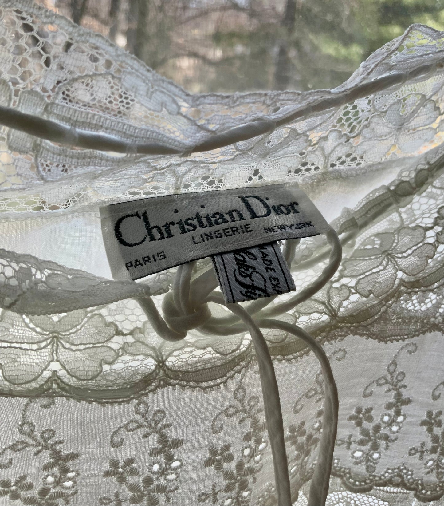 Vintage 1970s Christian Dior Lingerie White Cotton Lace Nightgown Dress | Romantic Edwardian Revival-70Z