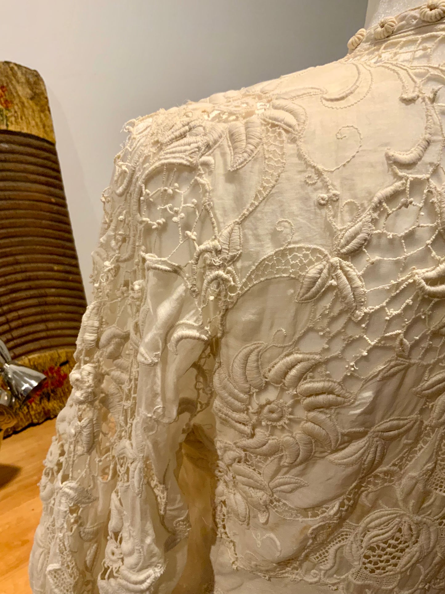 Edwardian Irish Lace & Embroidered Cotton Jacket – 1900s - ED26