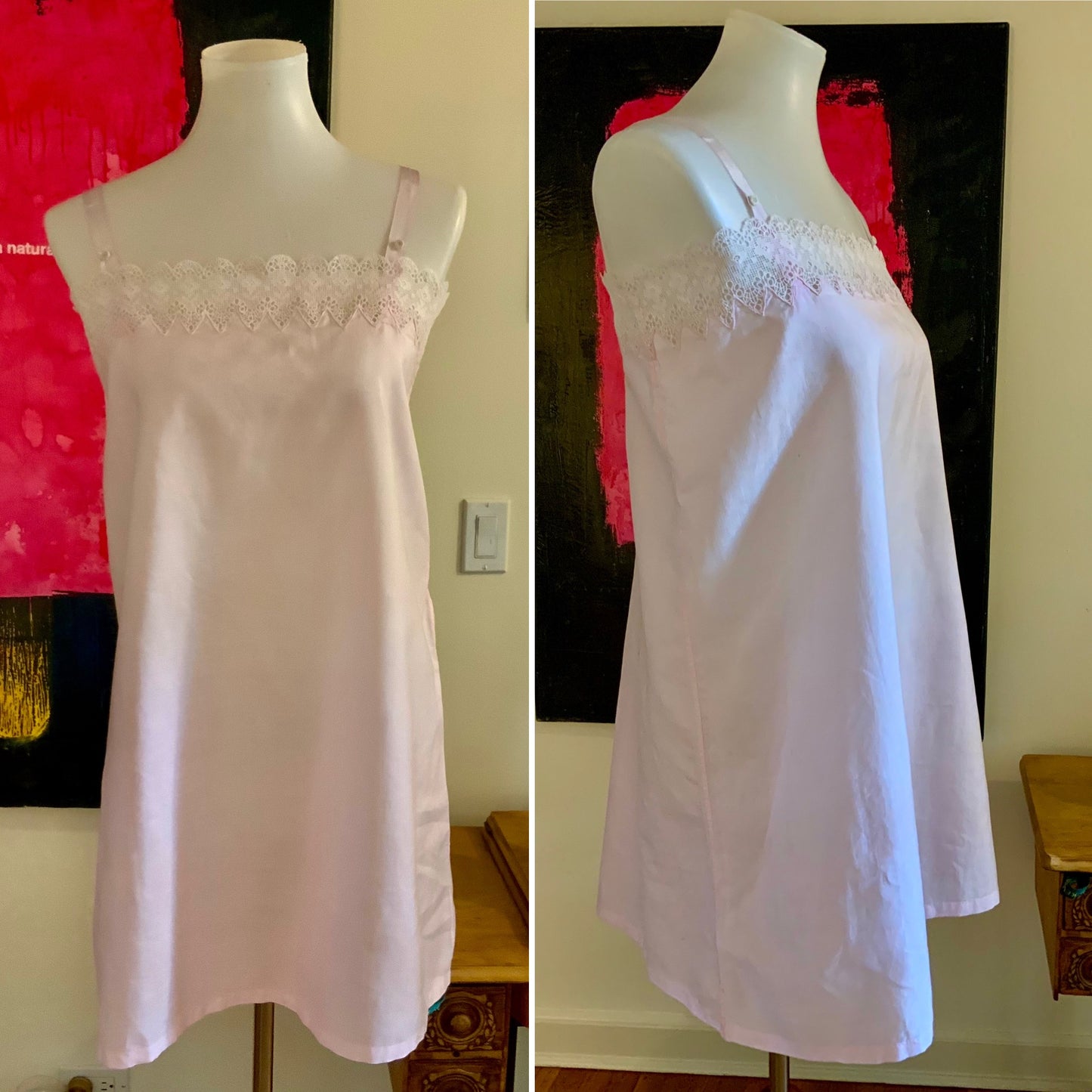 Edwardian Short Pink Cotton Nightgown - 1910