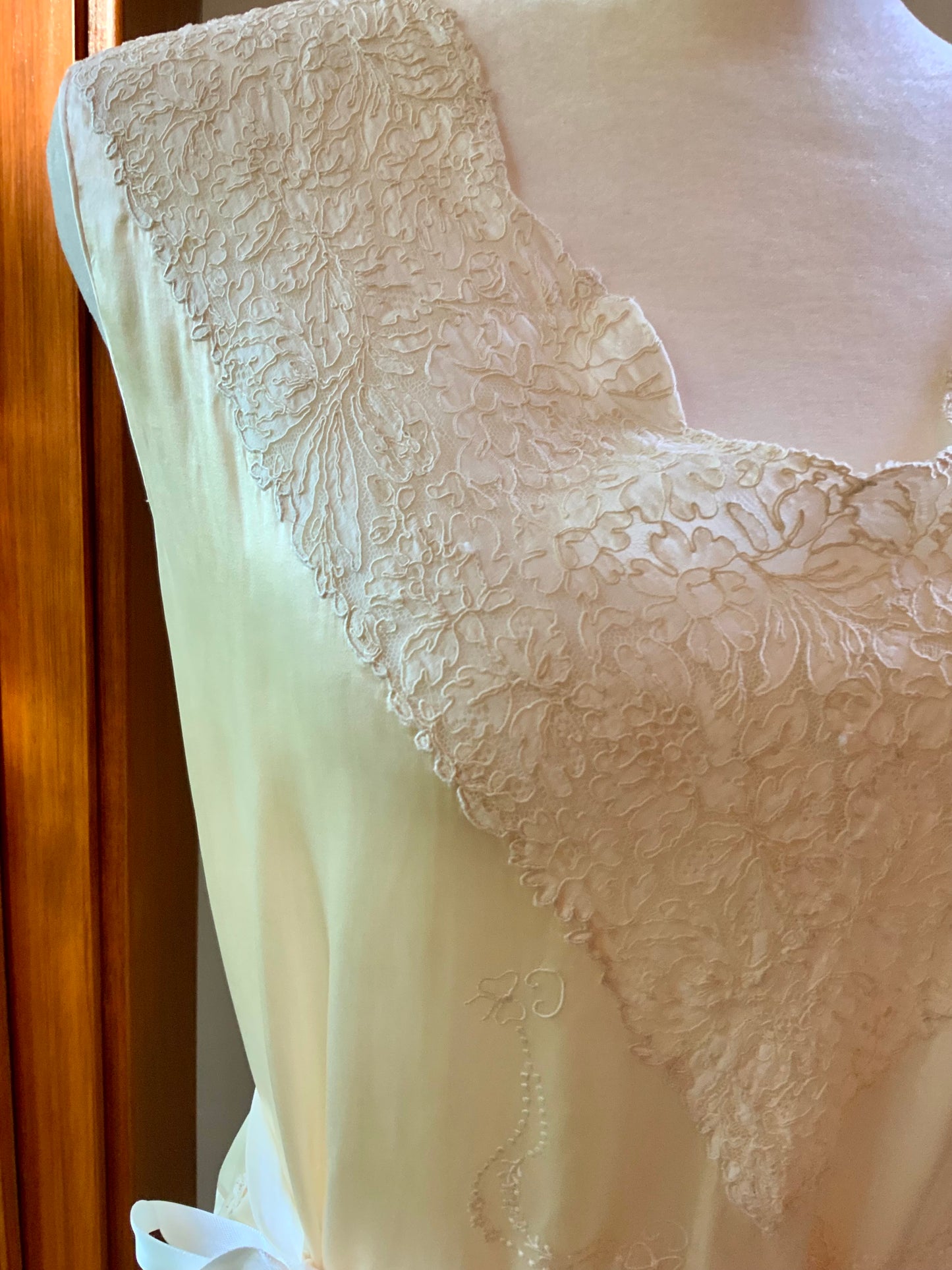 Anita’s Embroidered Pure Silk Nightgown / Slip Dress- 20s - 20R