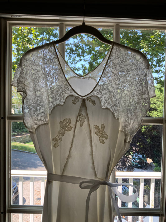 Silk White Bridal Nightgown - 50s