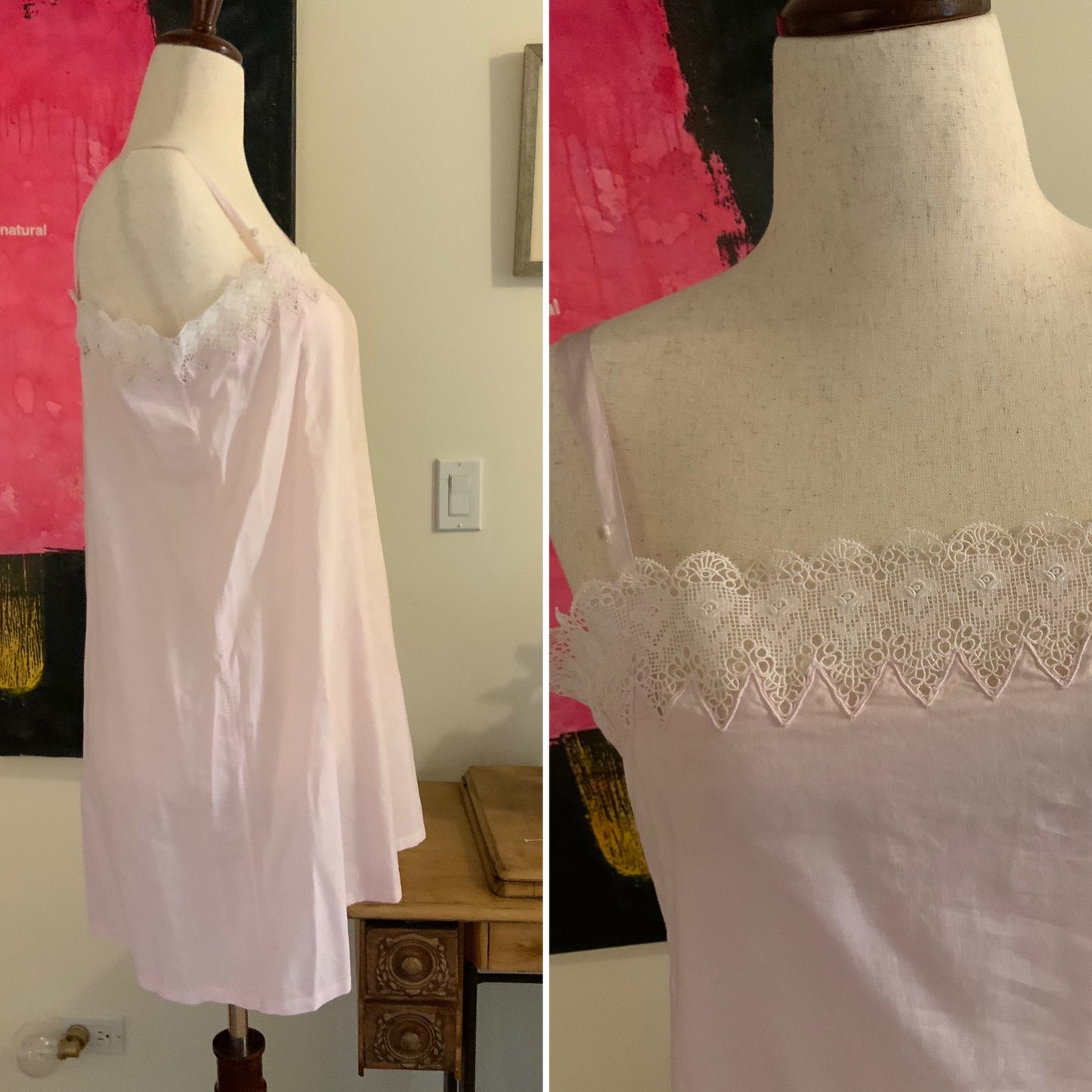 Edwardian Short Pink Cotton Nightgown - 1910