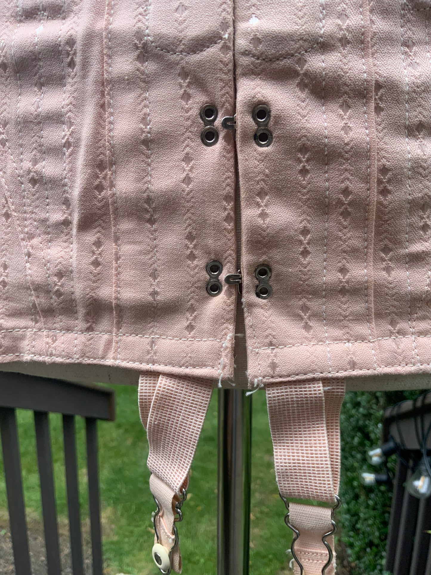 Rare 1920s Rengo Crown Corset Co. Corset Girdle | Pink Cotton & Rayon with Lace Back | Excellent Condition - 20AO