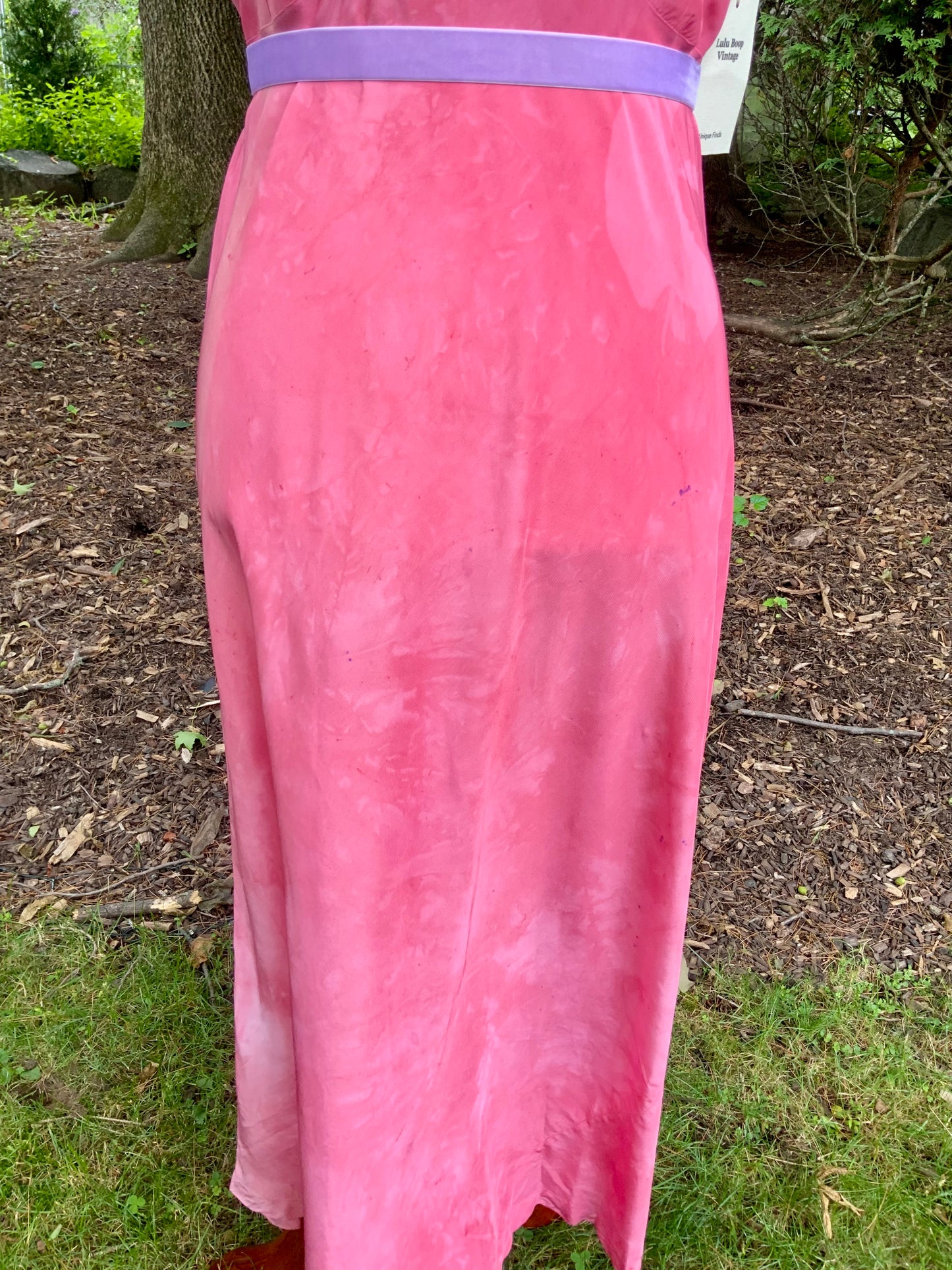 1930s Hand-Dyed Raspberry Pink Silk Bias Cut Dress | Art Deco Embroidered Bodice
-30BI