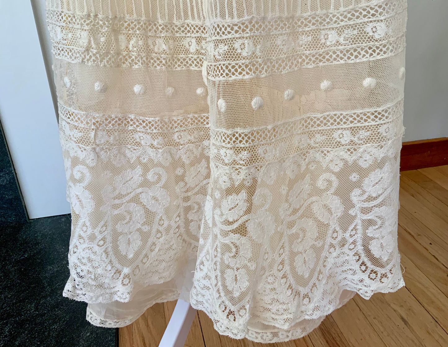 Antique Edwardian Bridal Lace Dress c. 1909–1914 | Cotton Net Wedding / Trousseau Gown-ED31