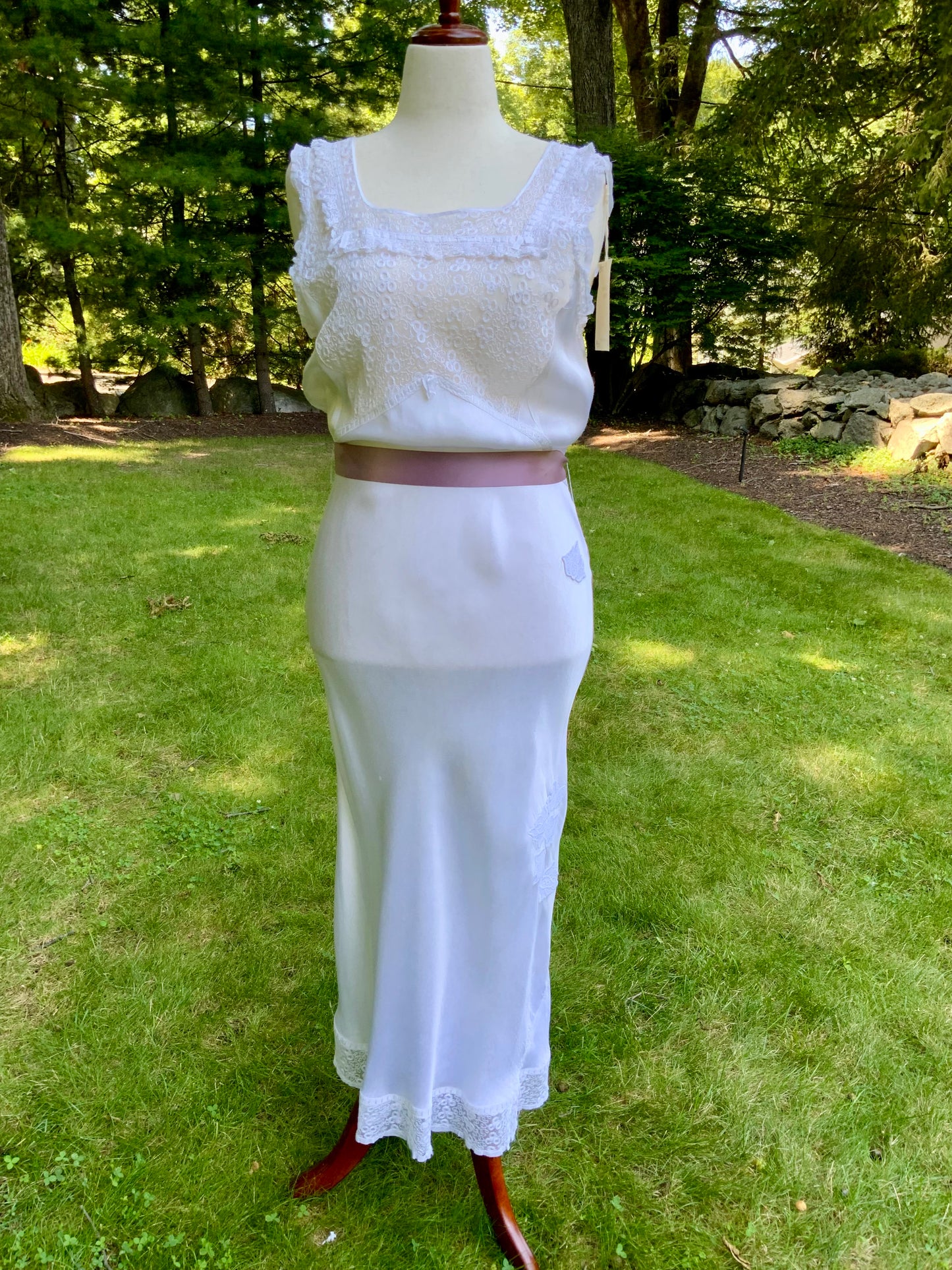 1930s Satin and Lace Bridal Slip Dress-30CT