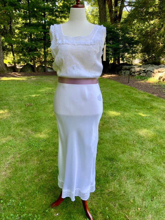 1930s Satin and Lace Bridal Slip Dress.30CT