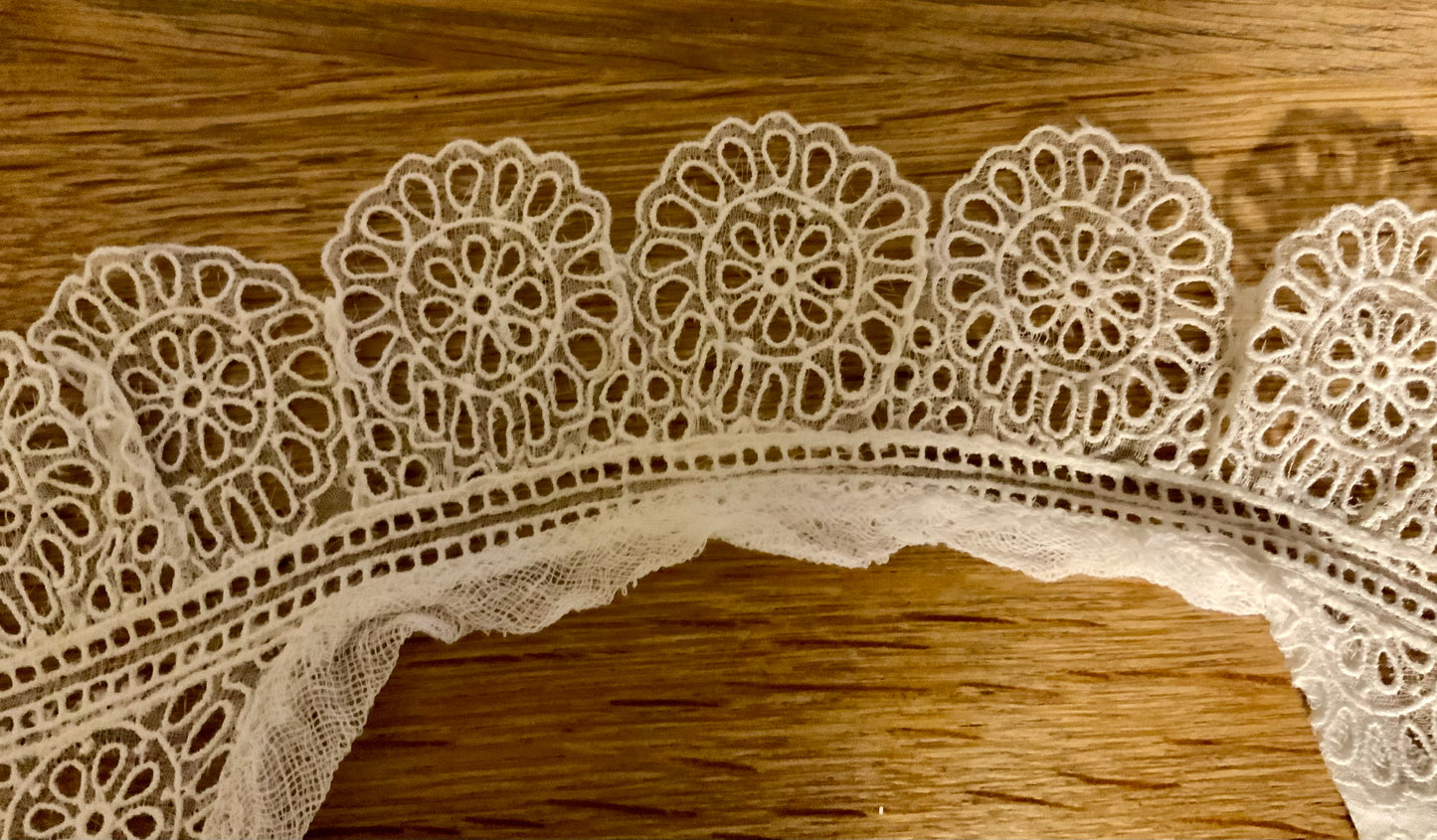 Antique Lace Collar Guipure Floral Cutwork Collar Edwardian Style Dress Trim Wearable Piece