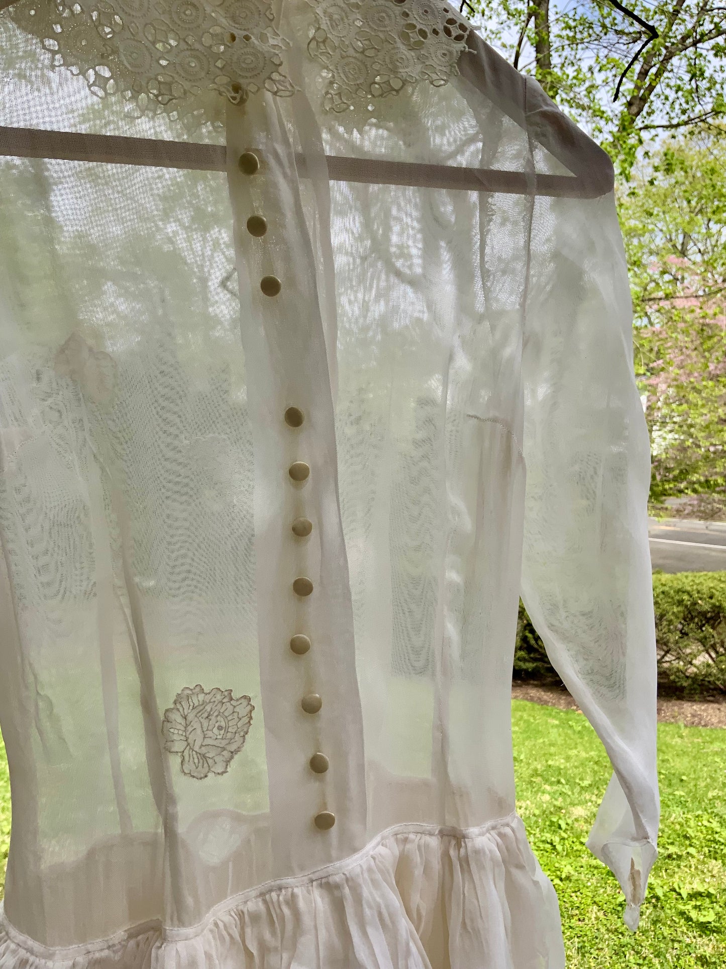 Antique Edwardian Sheer Lace Dress | Tiered Ruffle Bridal Gown | Hand Restored-ED82