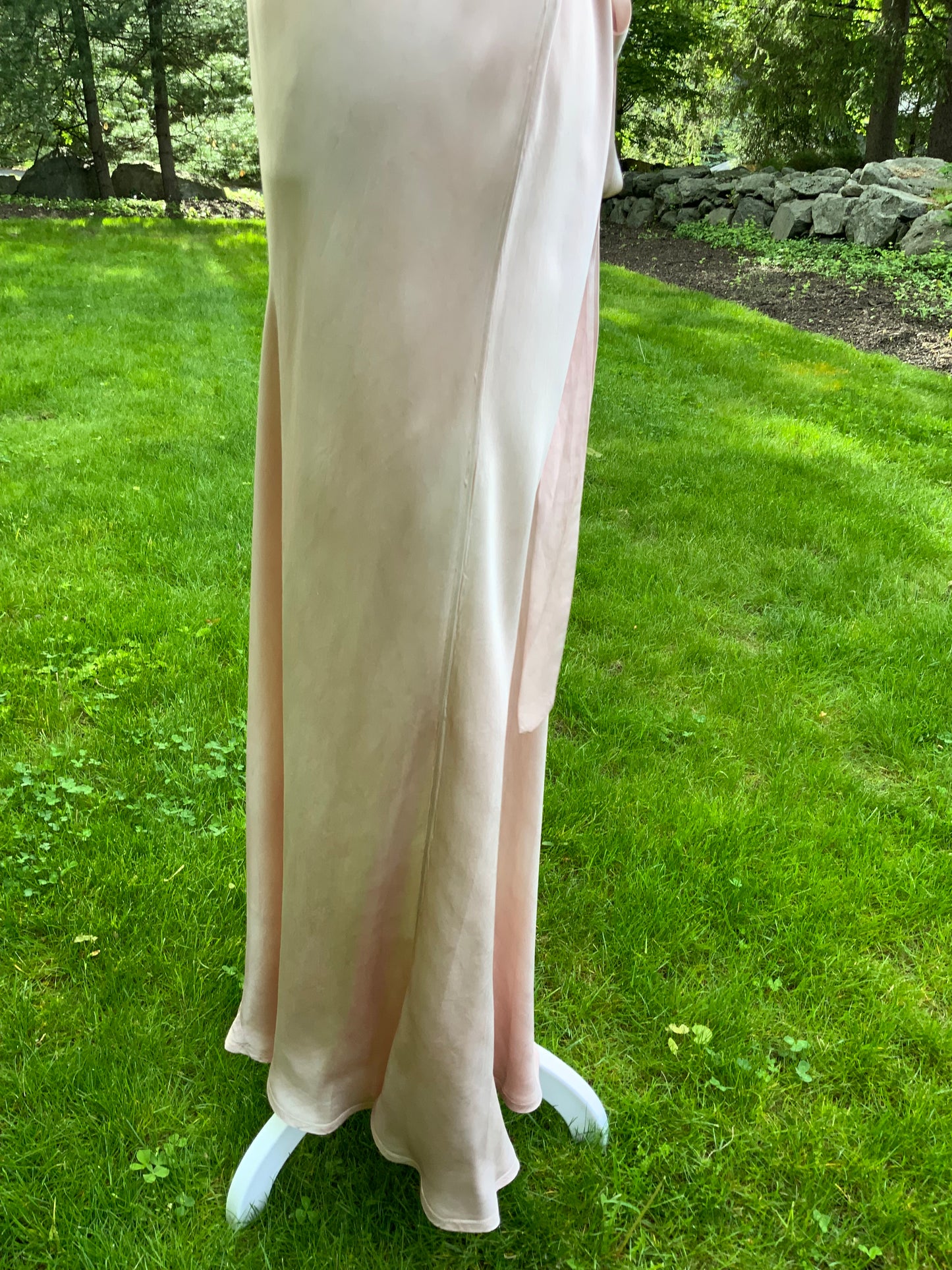One of a Kind Hand Dyed 1930s Silk Satin Gown | Peach Nude Antique Slip Dress-30CE
