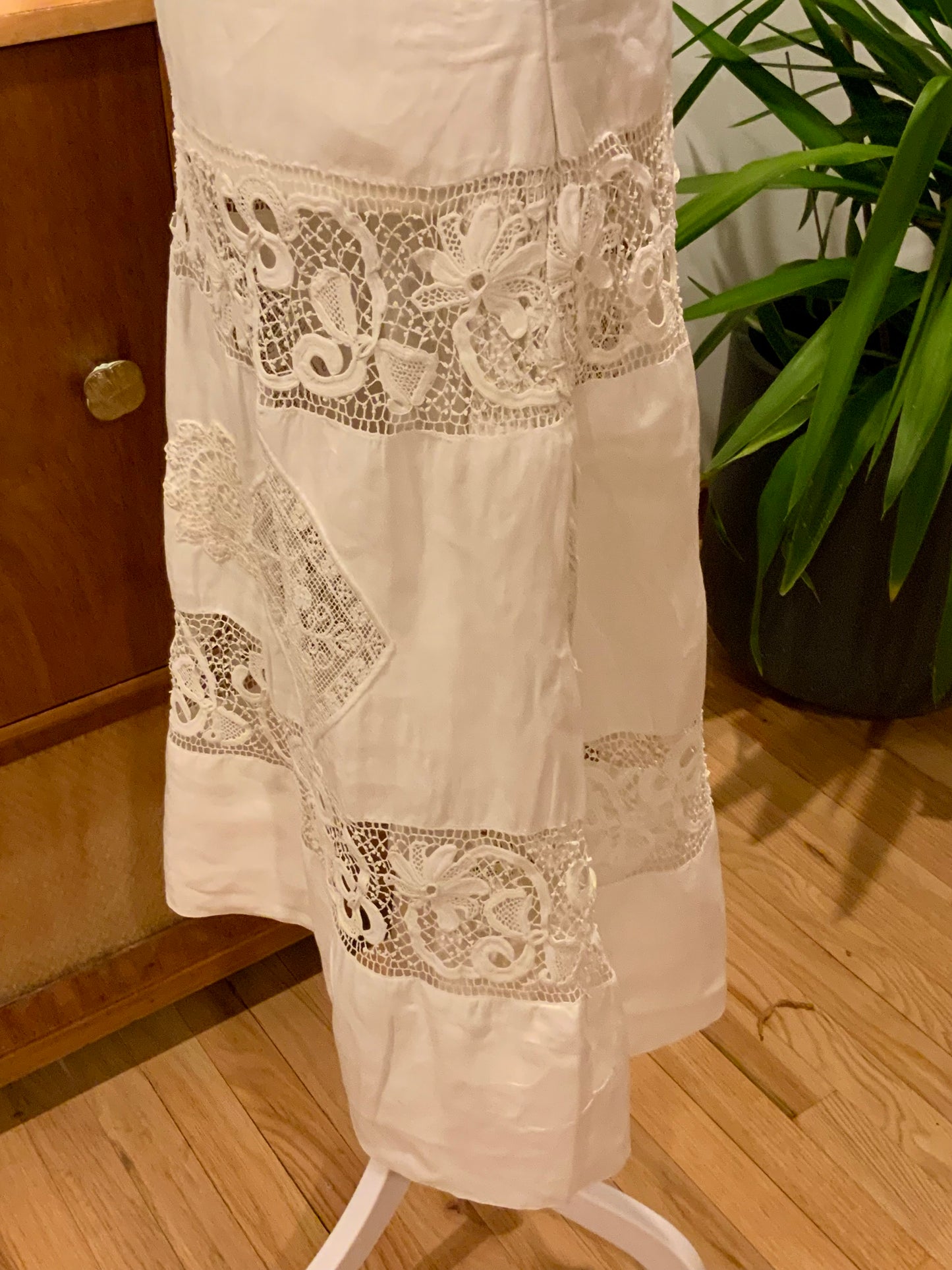 Edwardian Cotton & Lace Tea Dress c.1905–1915 |Antique Lingerie Dress with Battenberg & Crochet Lace-ED32