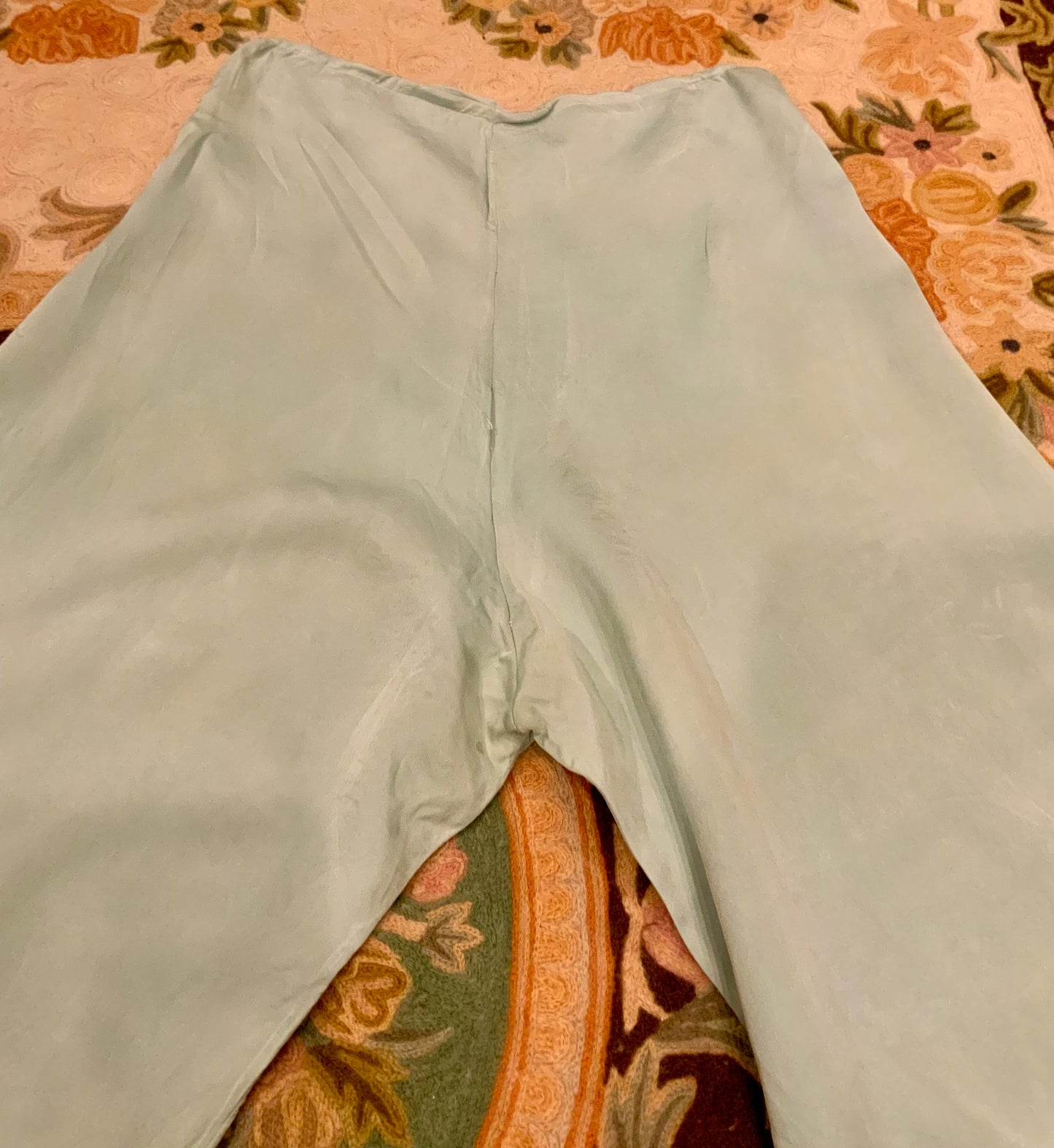 1930s Silk Pajama Pants – Pale Jade Vintage Lounge Trousers - 30AX