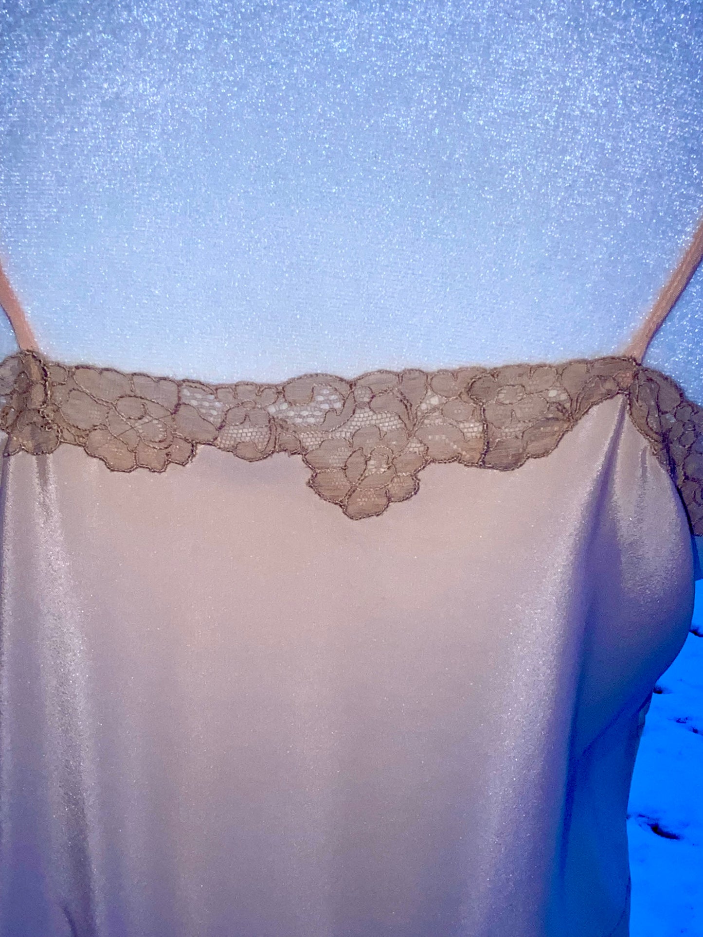 Late 1930s True Silk Peach Slip Dress with Lace Bodice | Bias Cut Antique Lingerie-40AR