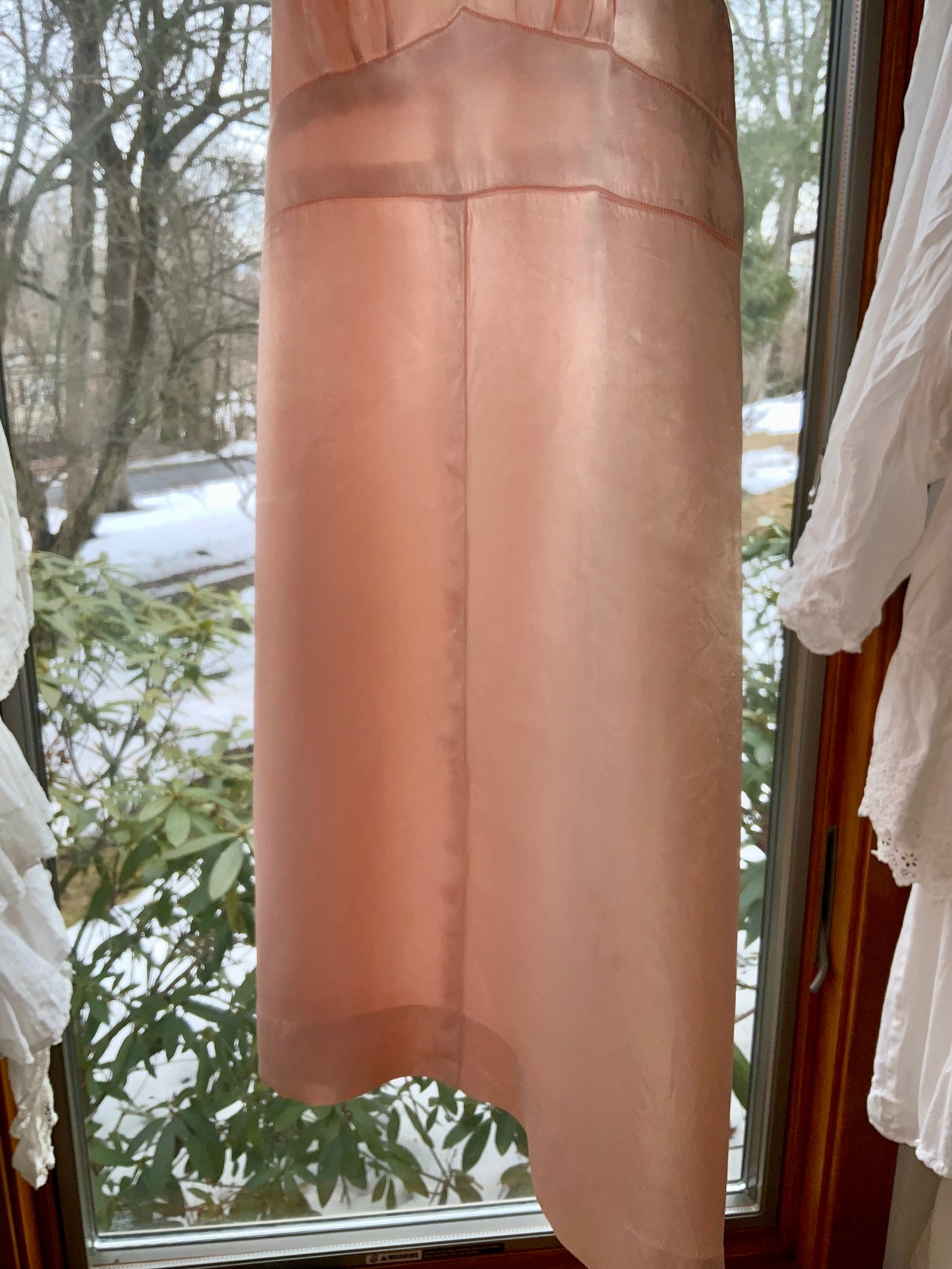 Vintage Peach Silk Satin Slip Dress - 1990s Lingerie Dress-90G
