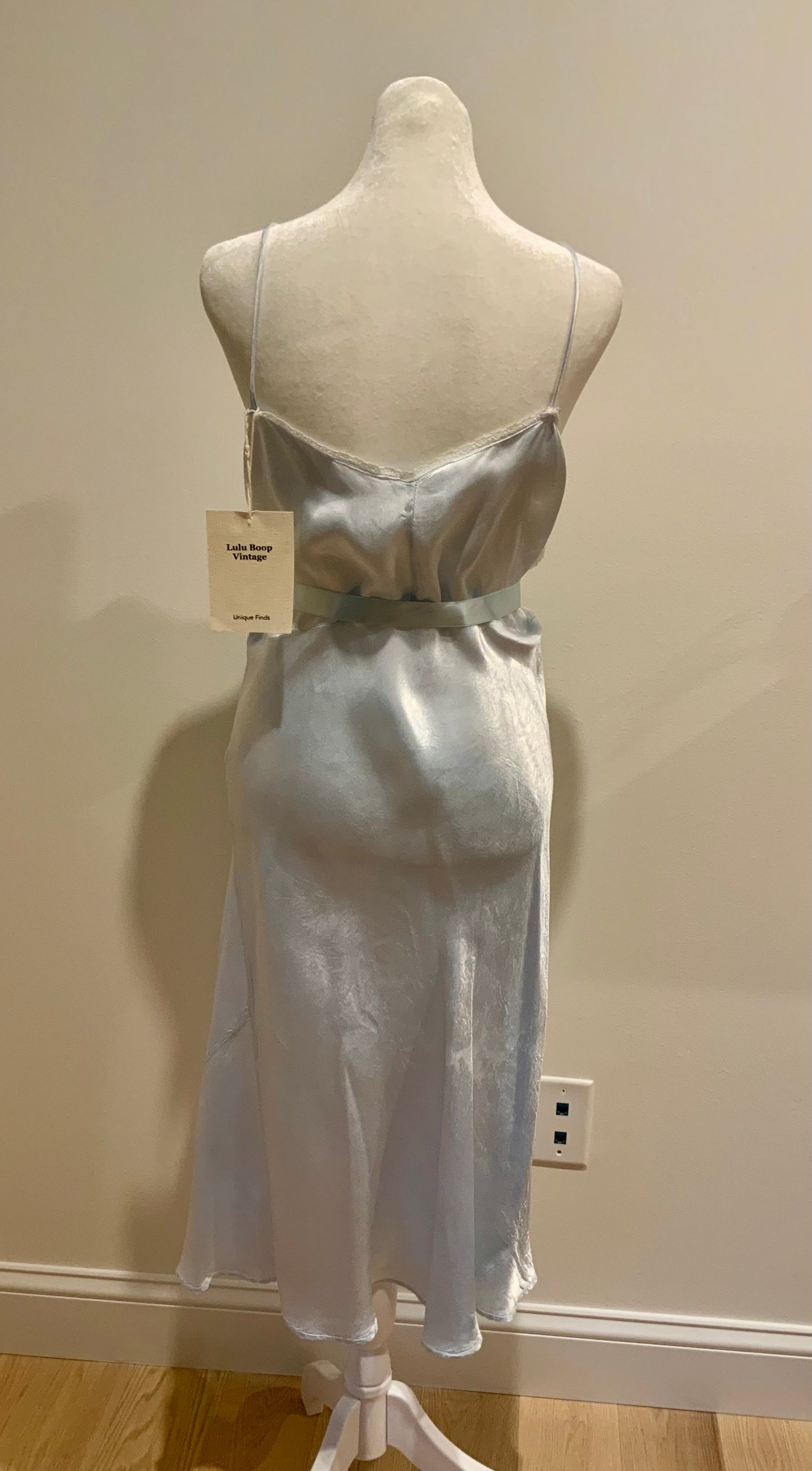 Ice Blue Bias Cut Layered Slip Dress | Ethereal Draped Satin Maxi | Avant-Garde Romantic-90H