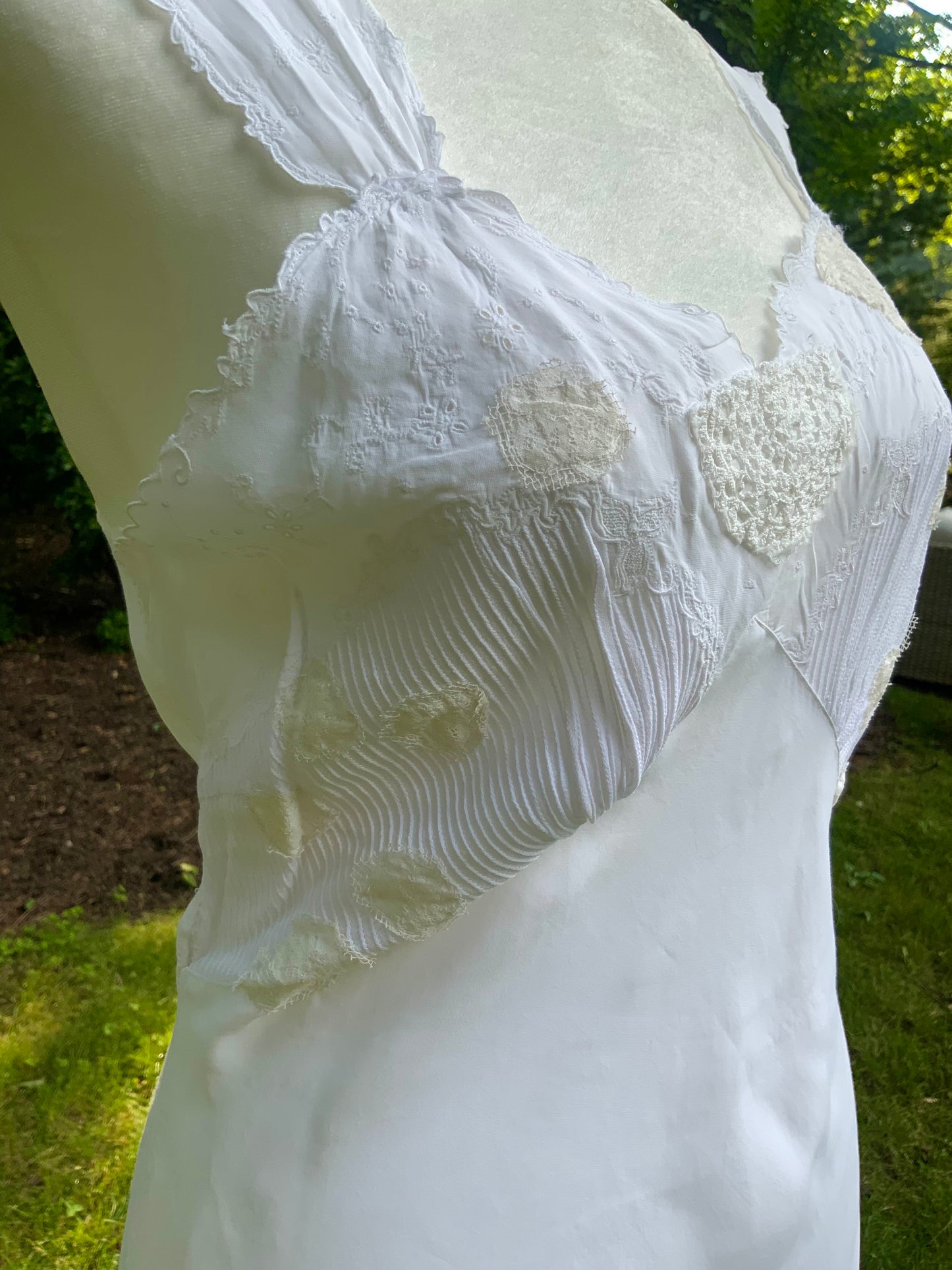1930s Reimagined Silk Satin Bridal Slip Dress | Restored Antique Boudoir Gown with Hand-Applied Vintage Lace-30LM