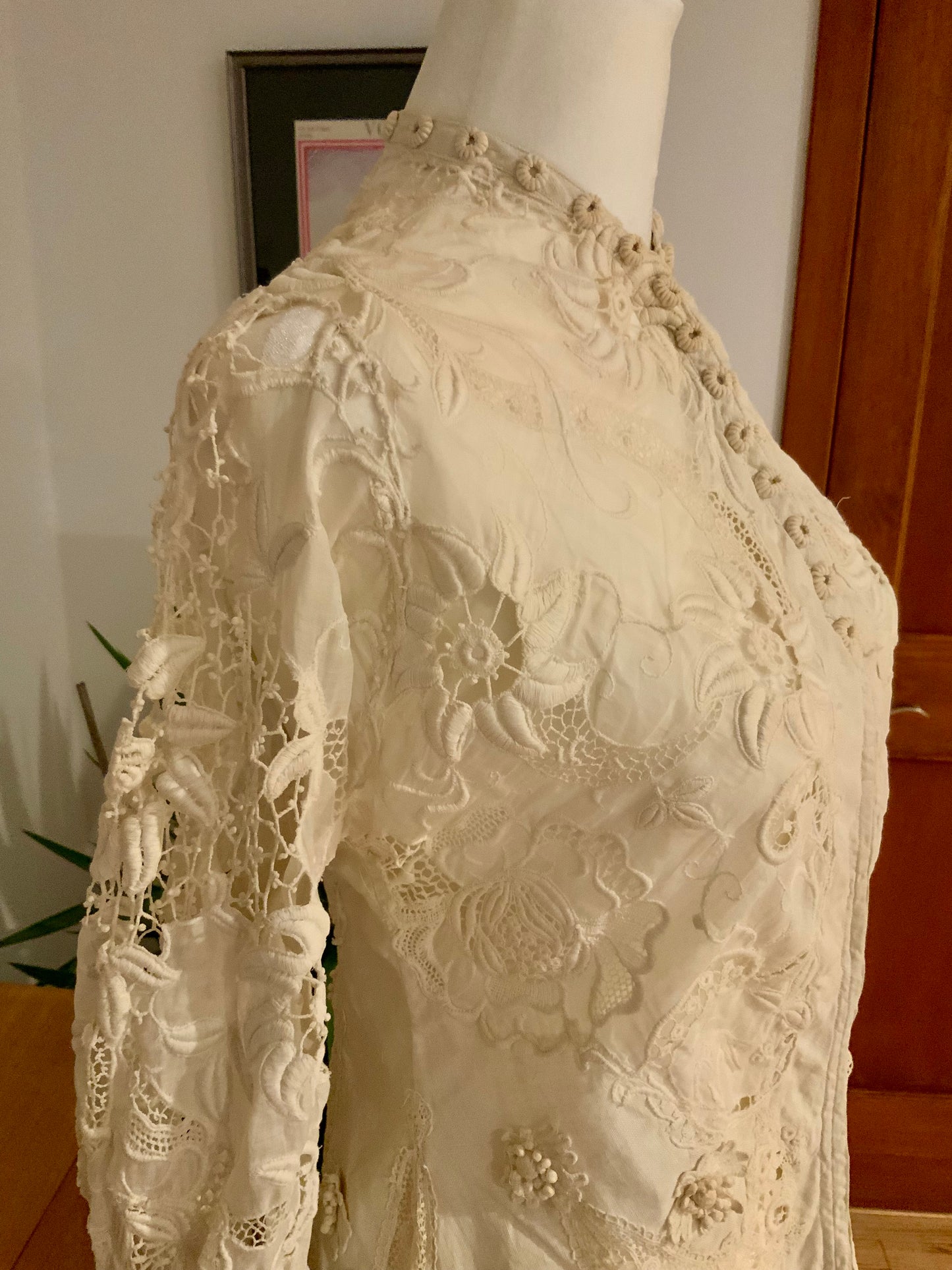 Edwardian Irish Lace & Embroidered Cotton Jacket – 1900s - ED26