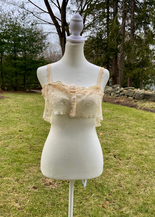 Upcycled Antique Tulle Lace Bralette - 1910