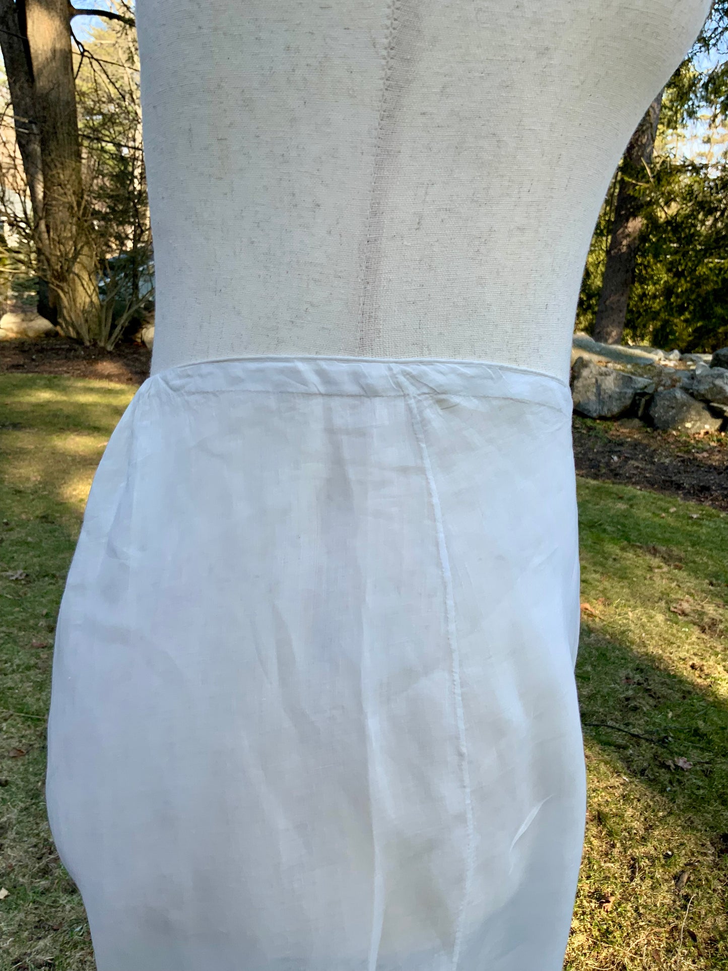 Antique Edwardian White Cotton Bloomers – Lace Trim – Lavender Ribbon Detail – Adjustable Waist – Split Crotch Drawers – Early 1900s Lingerie-ED72