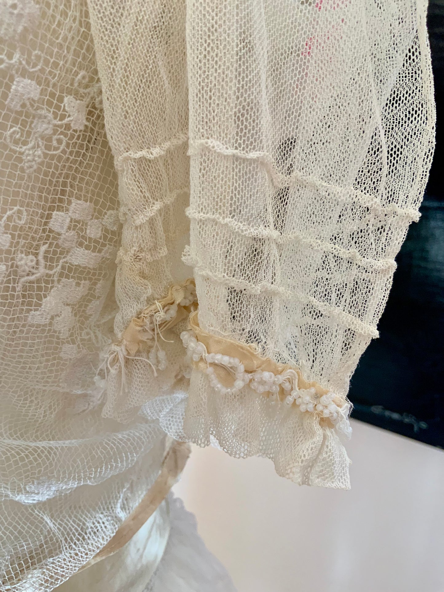 Antique Tulle Dress -Filet Lace – Early 1900s – ED40