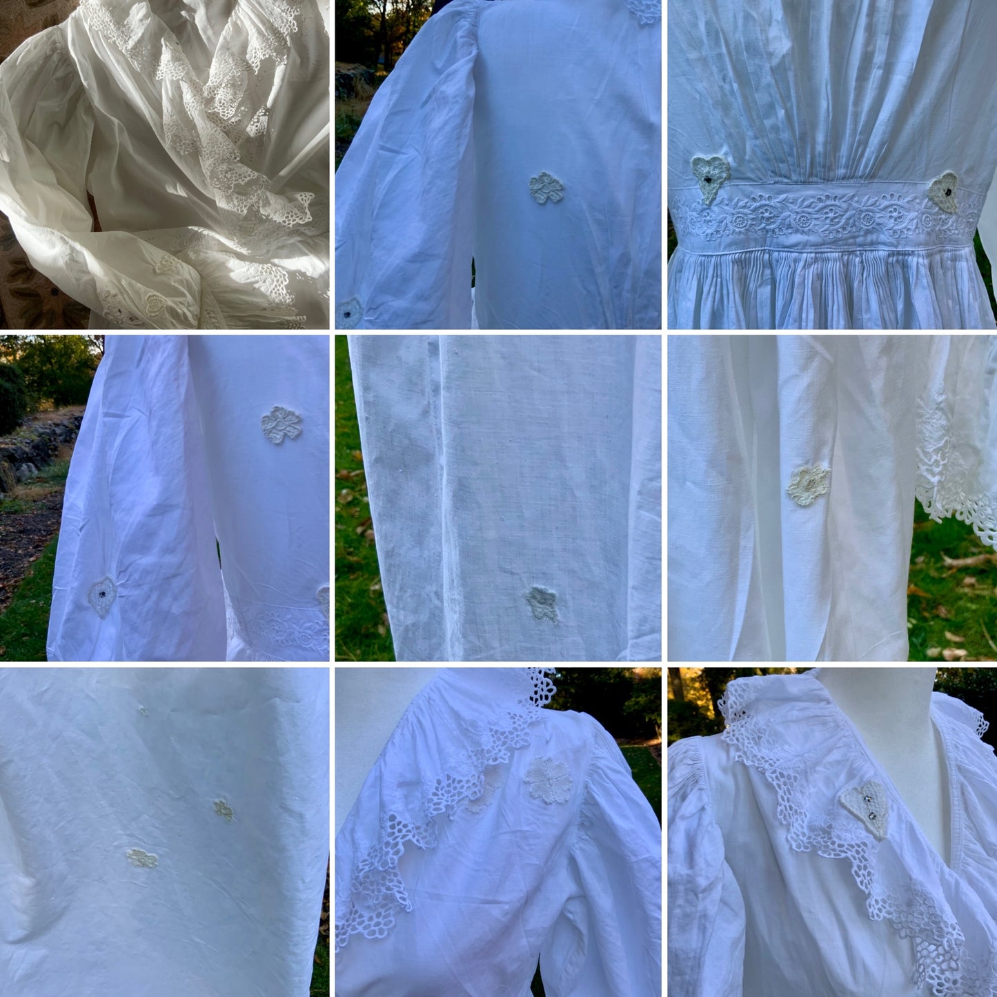 Edwardian White Cotton Lace Dress – Antique Lawn Gown Restored - ED24