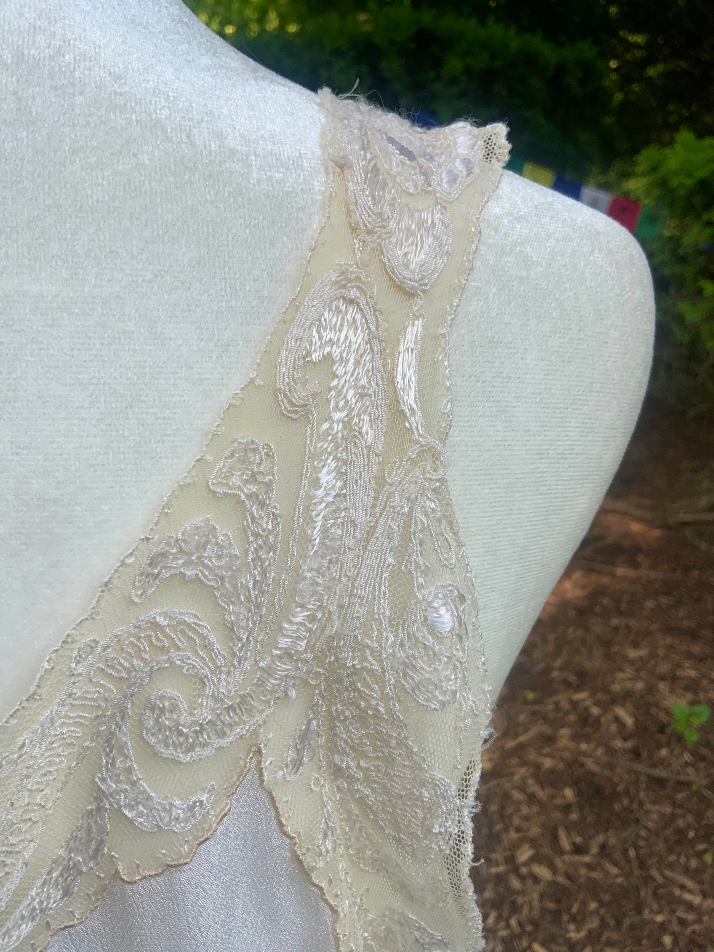 1930s Pure Silk Bridal Slip Dress Lace Bias Cut Wedding Gown Lingerie S/M-30BX