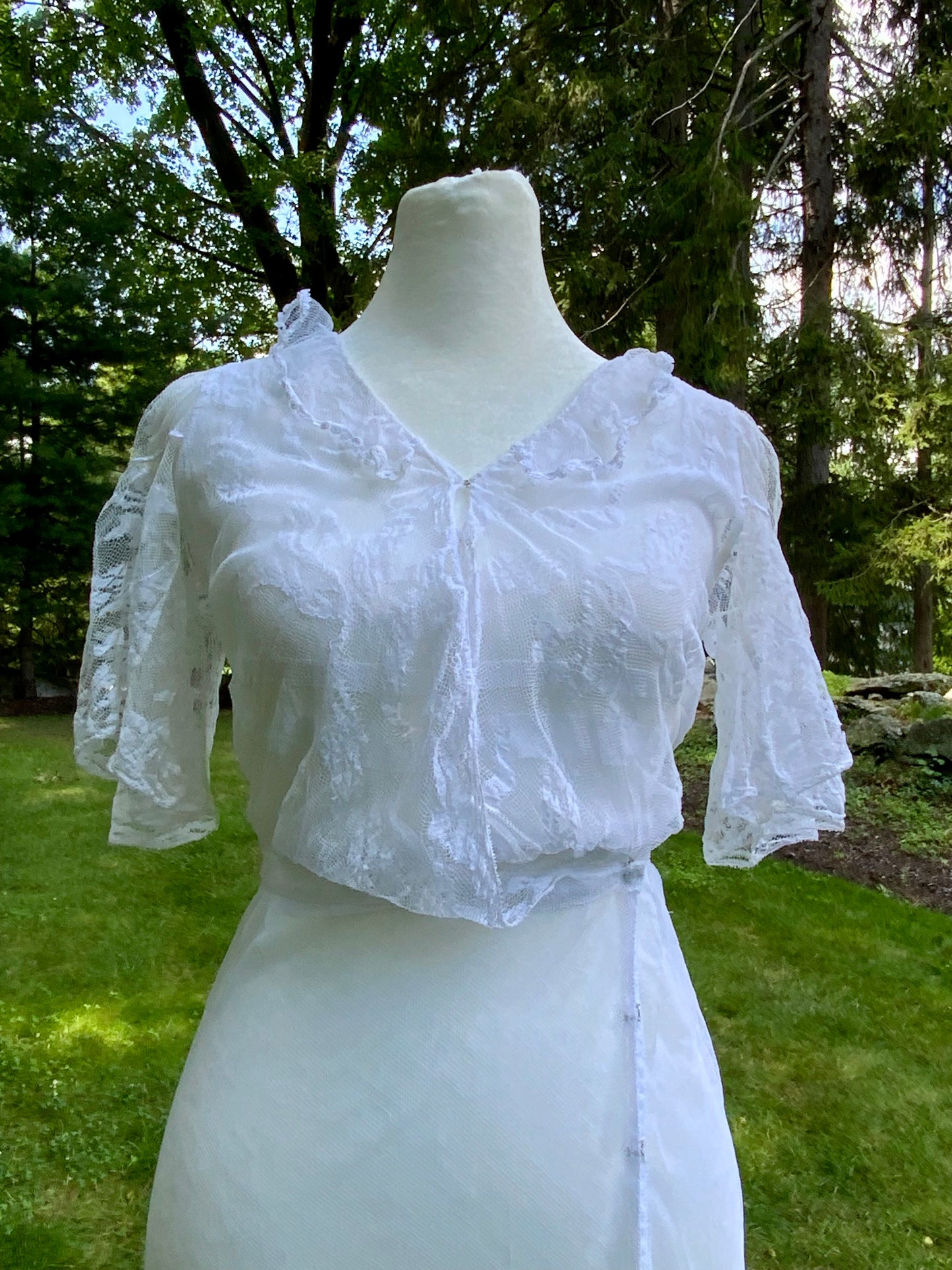 1930s Sheer White Tulle Lace Dress Vintage Bridal Dress Romantic Wedding Dress Floral Tulle Gown Ethereal Dress- Iconic -30DN