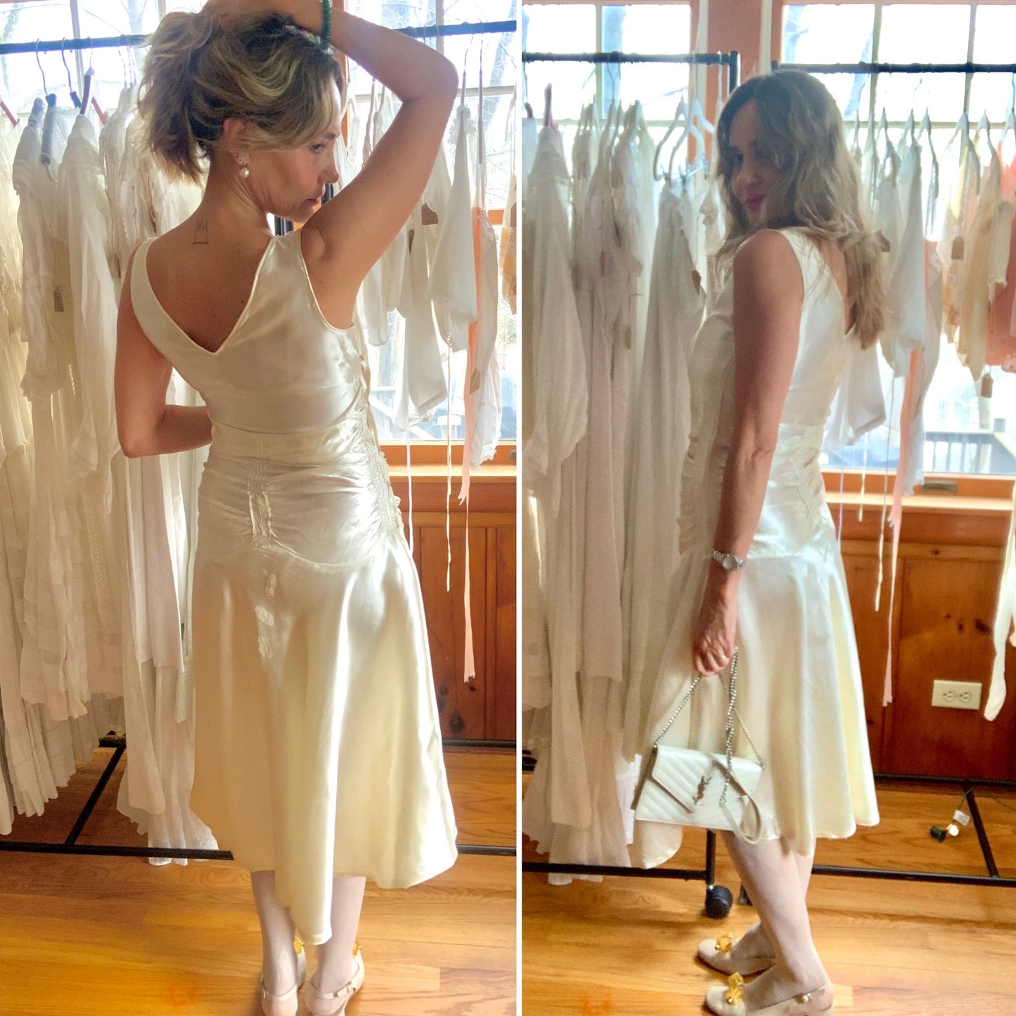 White Satin Evening Dress - 20s - Bridal