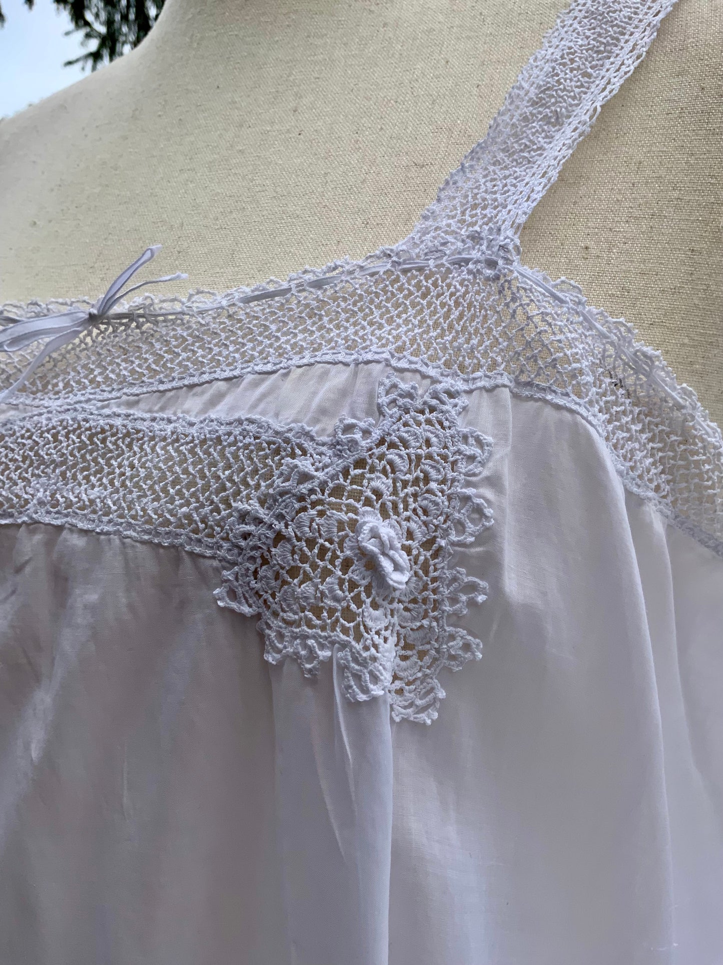 Edwardian White Cotton Teddy | 1910s Crochet Lace Step-In Chemise | Antique  Lingerie-ED54