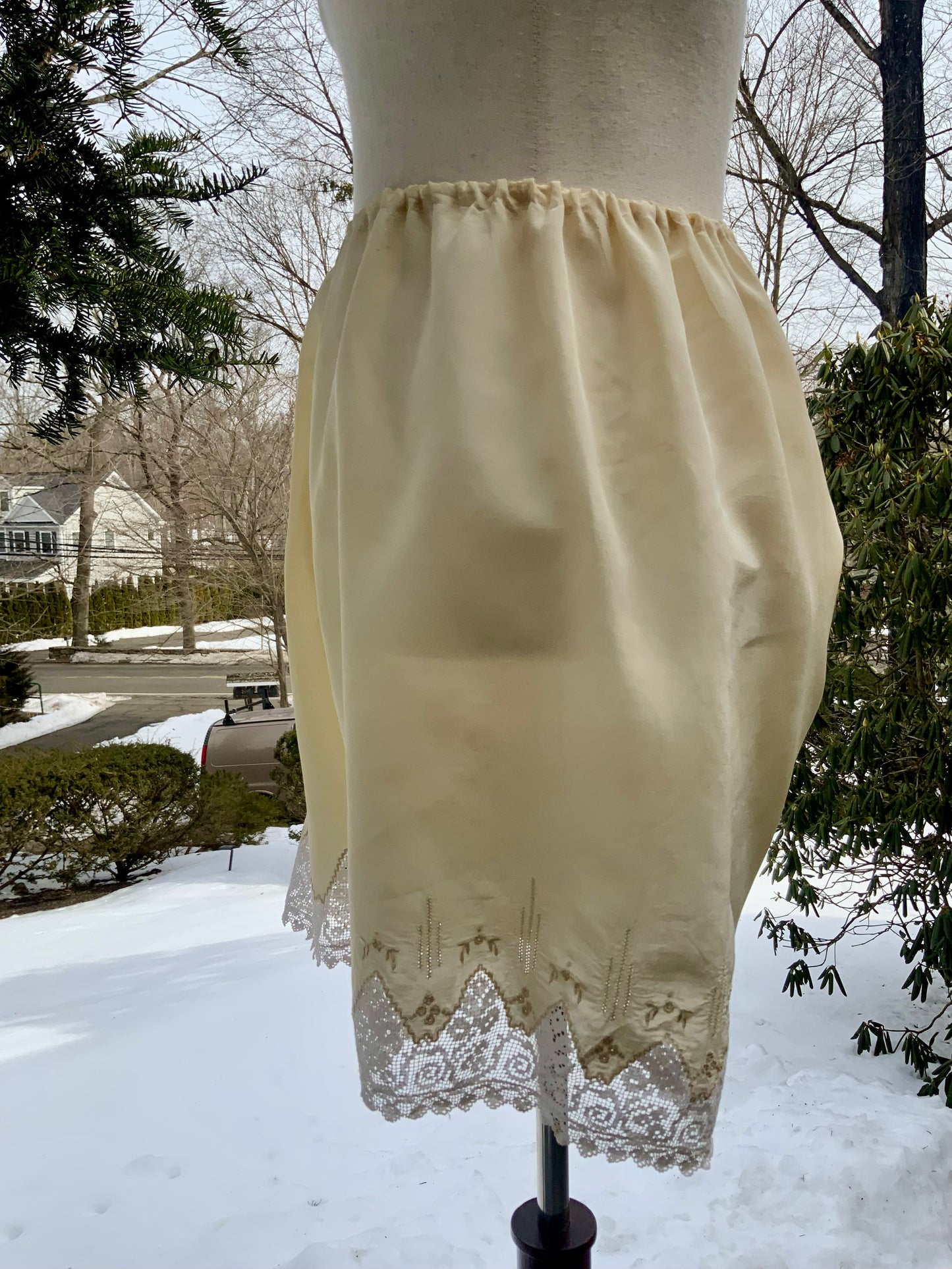 Edwardian Pure Silk Lingerie Drawers with Filet Lace | Antique Tap Pants |ED58