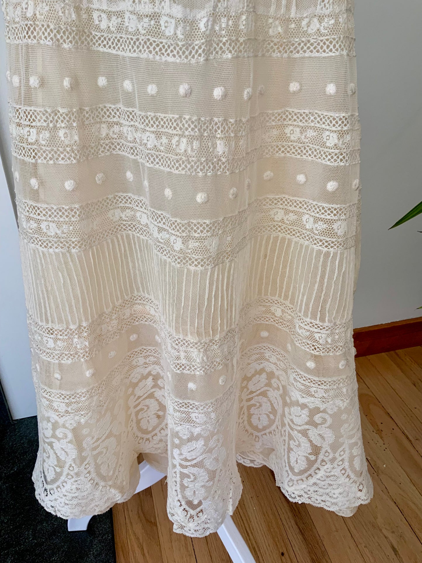 Antique Edwardian Bridal Lace Dress c. 1909–1914 | Cotton Net Wedding / Trousseau Gown-ED31