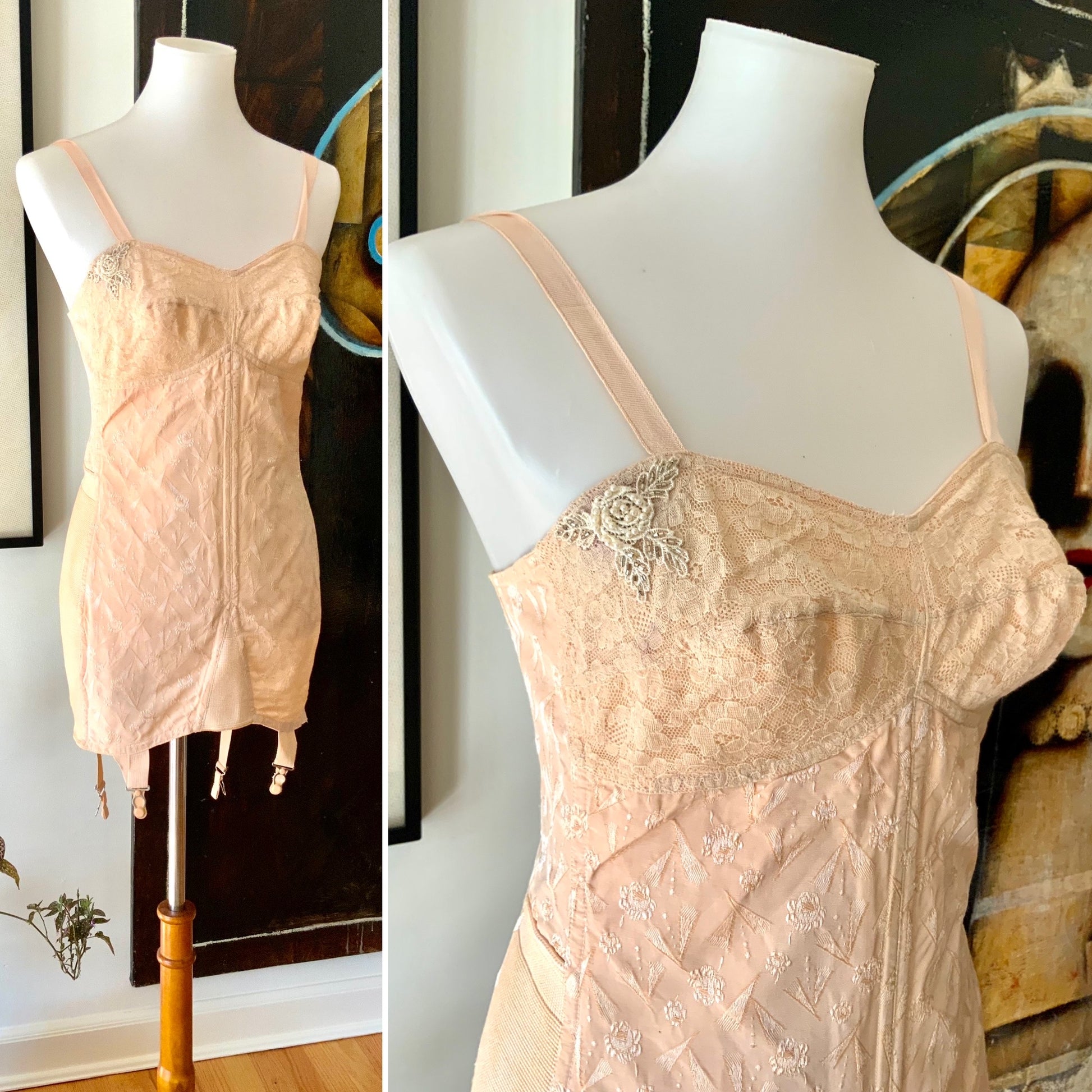 ONE WHITE CORSET, c. 1900 & ONE PINK, 1920s sold at auction on