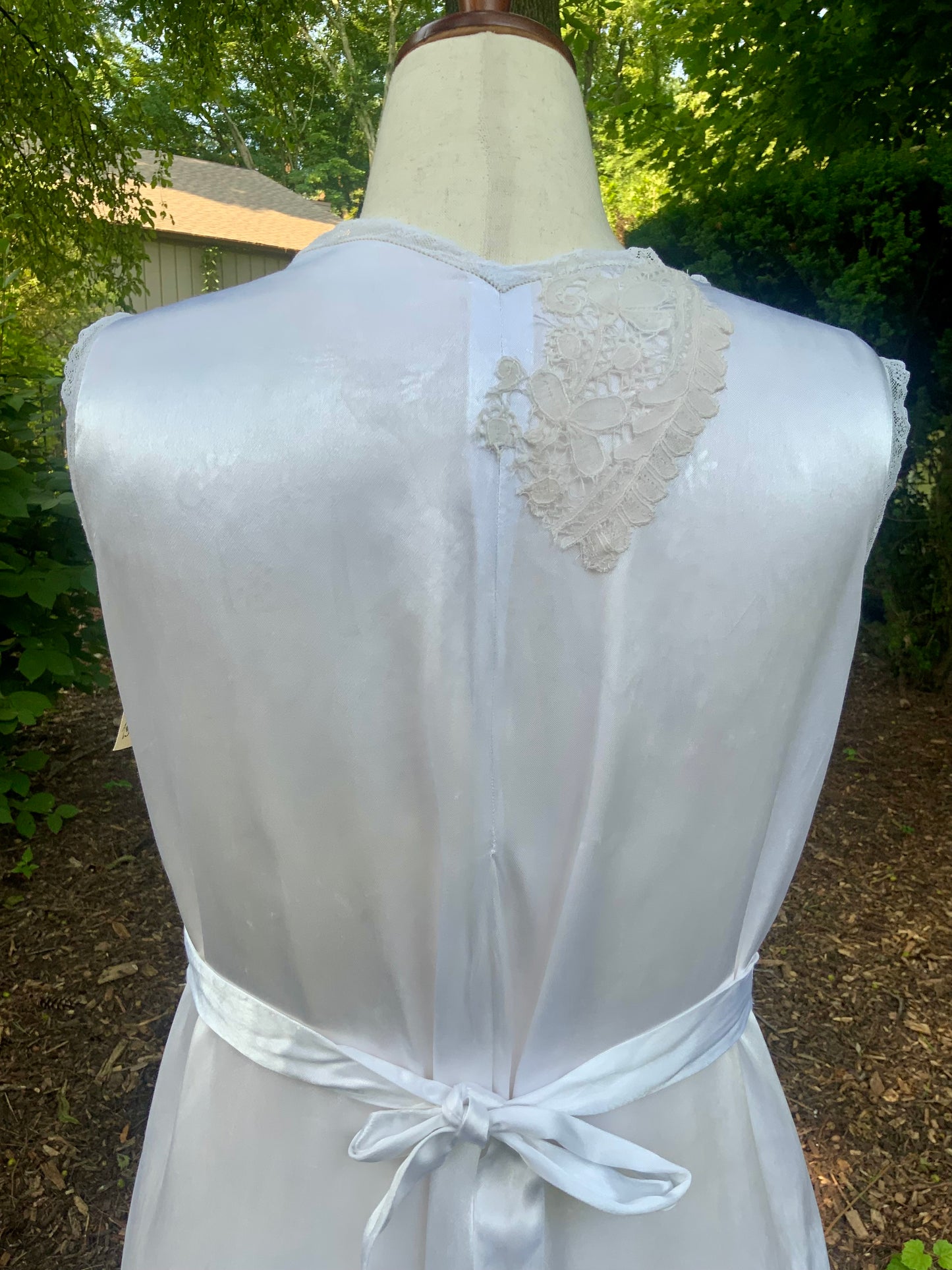 Vintage Satin & Embroidered Sheer Top Slip Dress | 1930s Bias Cut Boudoir Gown-AAA
