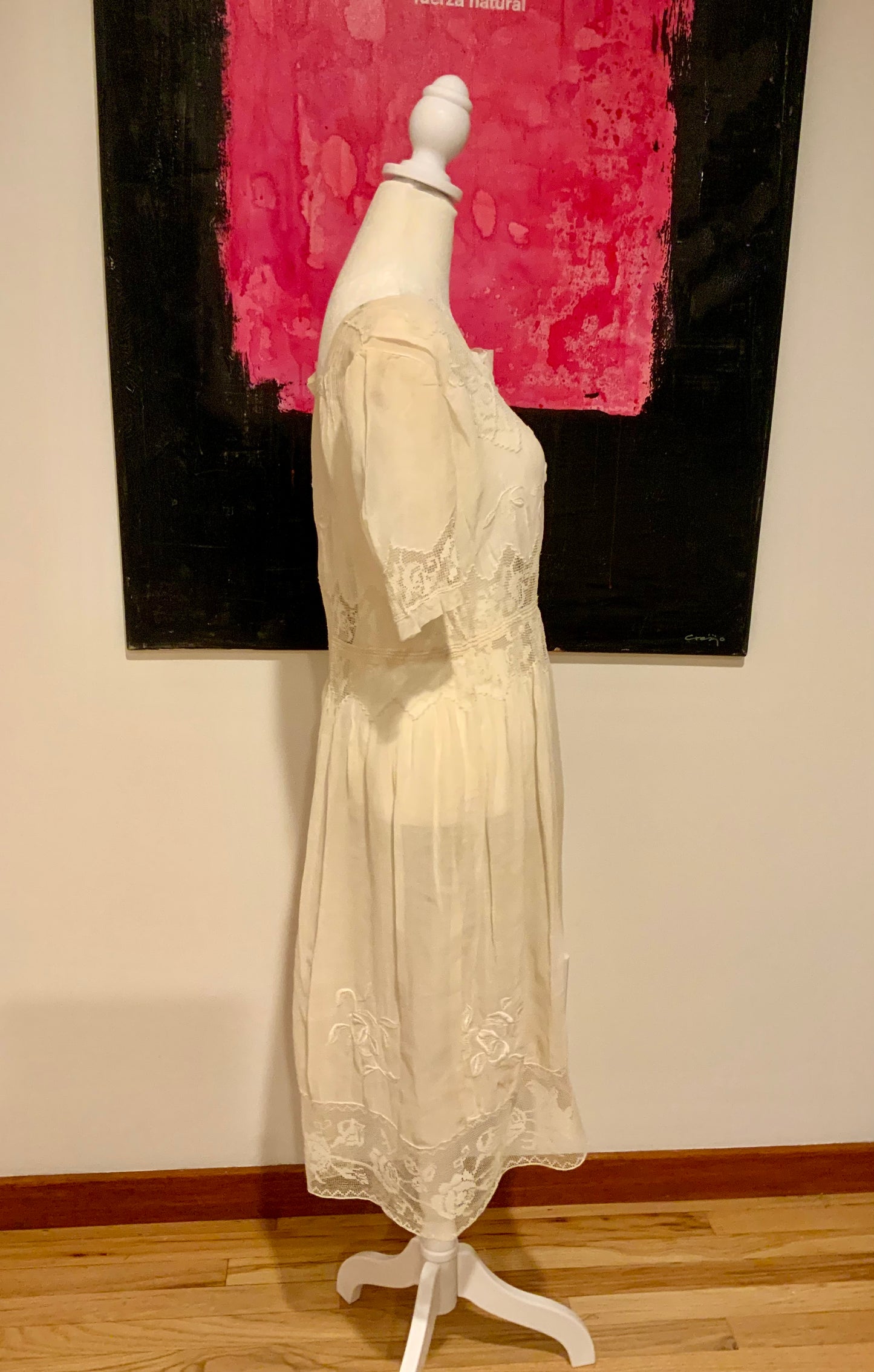 Edwardian Tea Dress in with Handmade Lace & Embroidery | c.1905–1915 - ED30