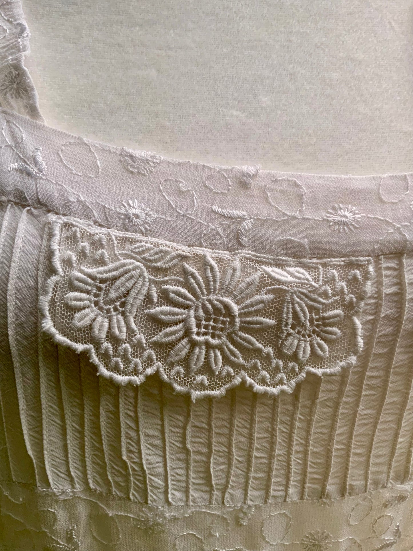 Antique Bridal Boudoir Dress | Late 1920s Silk Slip Dress | Art Deco Pintucks & Embroidered Lace
-40BI