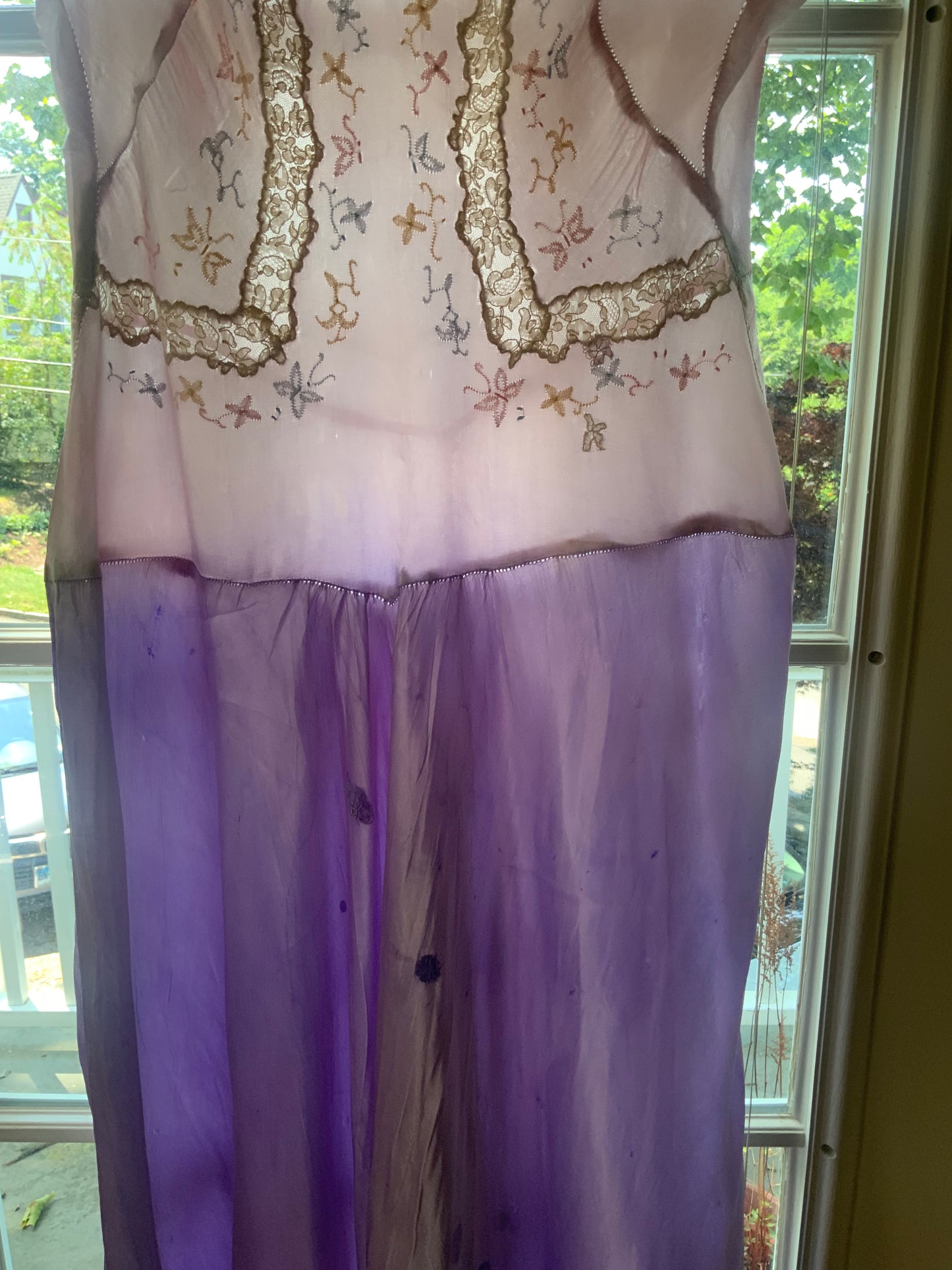 Hand Dyed Satin Nightgown- 50s