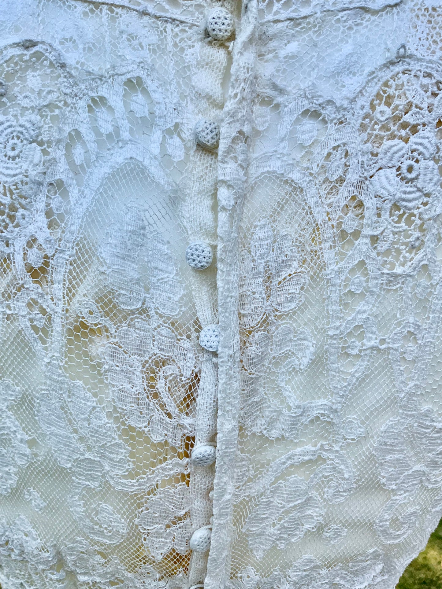 Antique Edwardian Bridal Lace Dress c. 1909–1914 | Cotton Net Wedding / Trousseau Gown-ED31