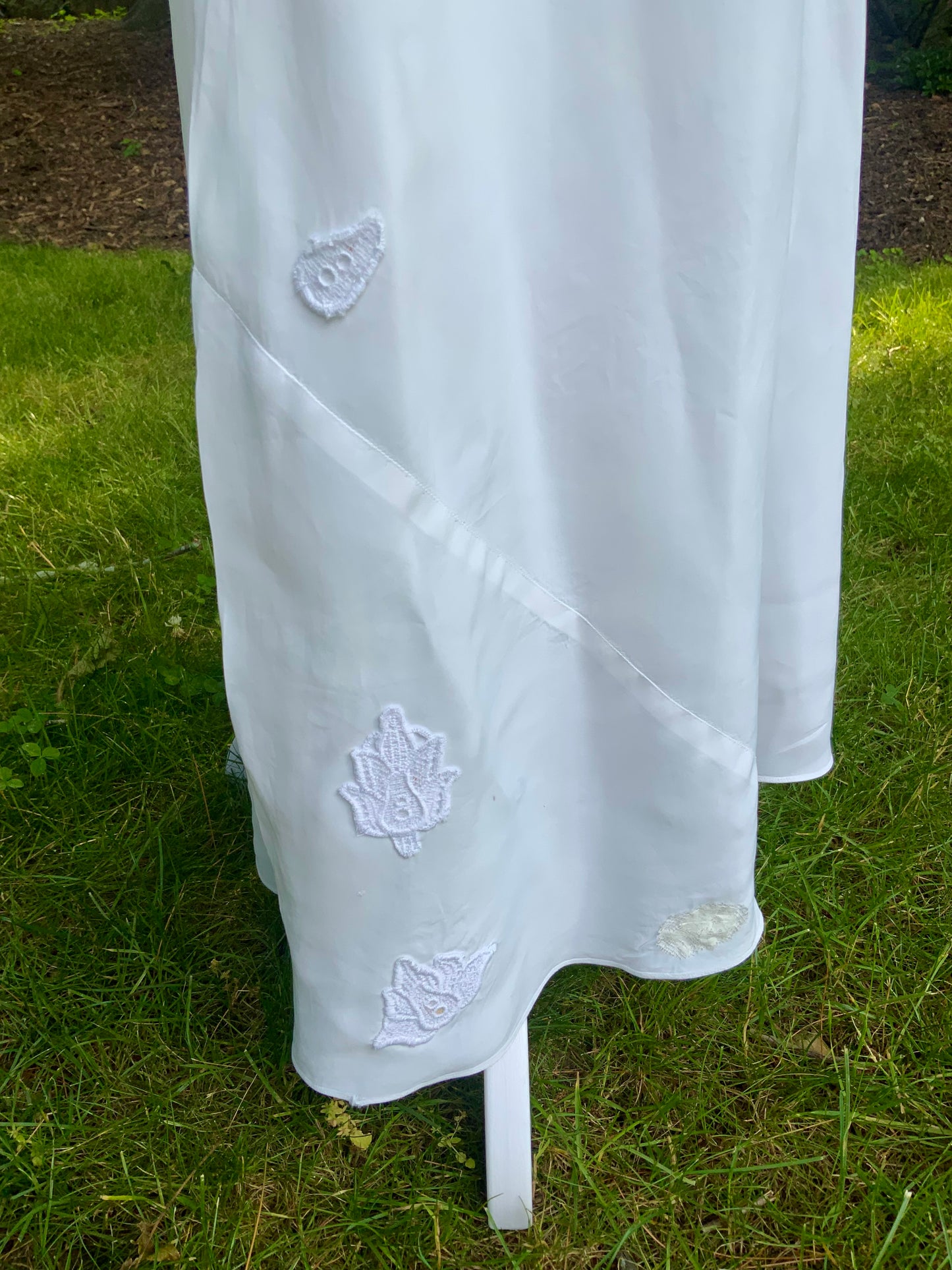 1930s Reimagined Silk Satin Bridal Slip Dress | Restored Antique Boudoir Gown with Hand-Applied Vintage Lace-30LM
